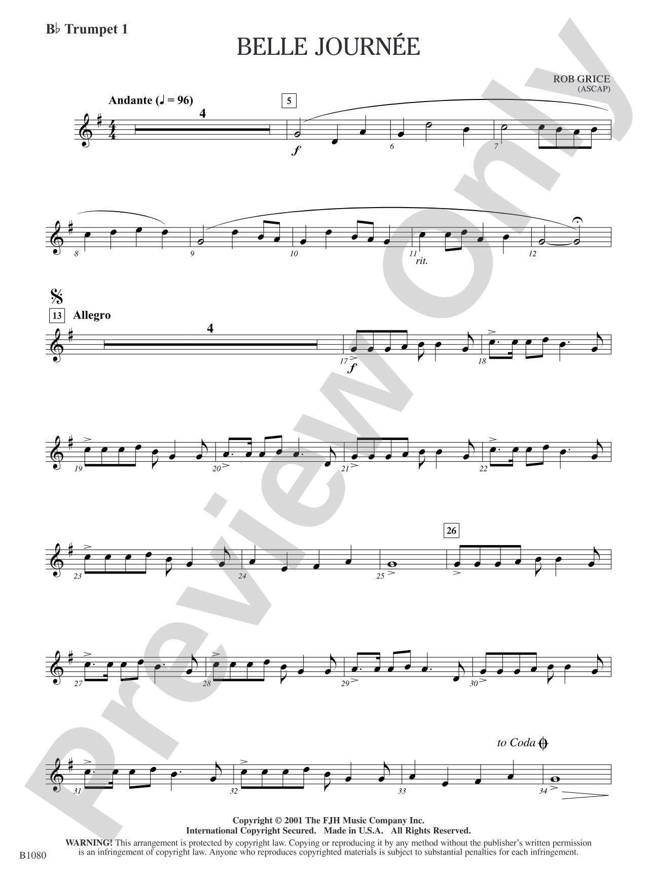 Belle Journée: B-flat Trumpet 1