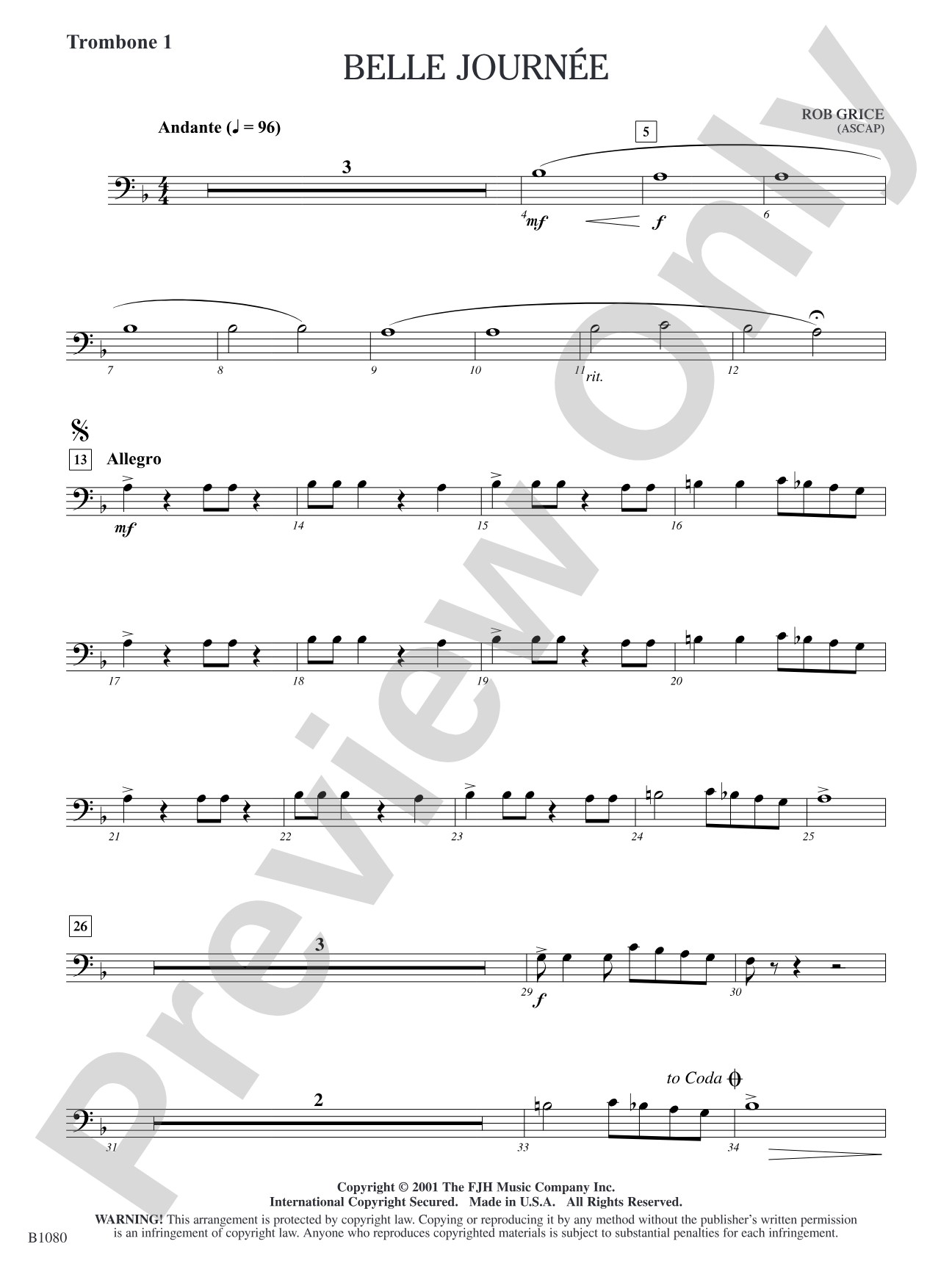 Belle Journée: Trombone 1