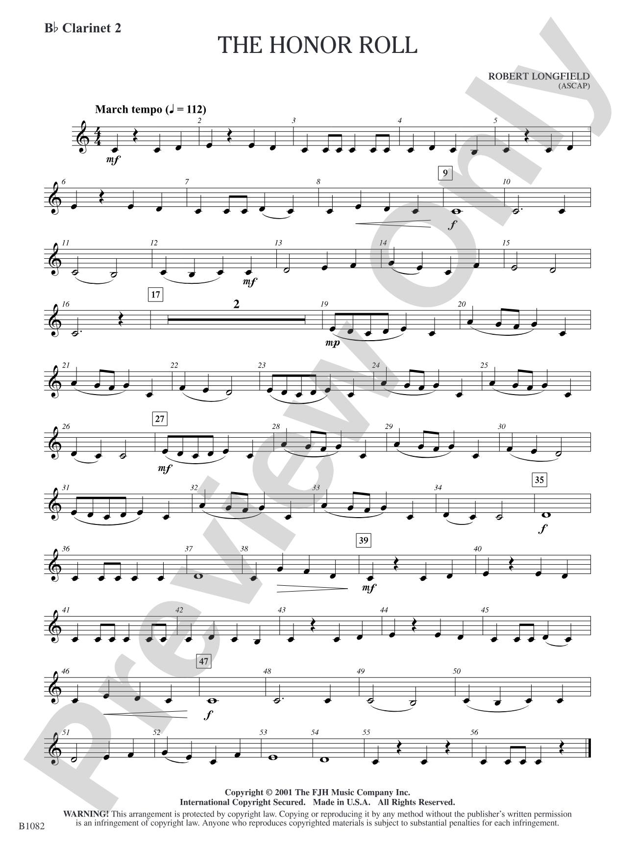 The Honor Roll: B-flat Clarinet 2