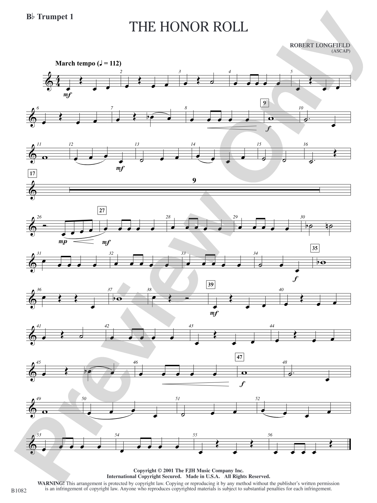 The Honor Roll: B-flat Trumpet 1