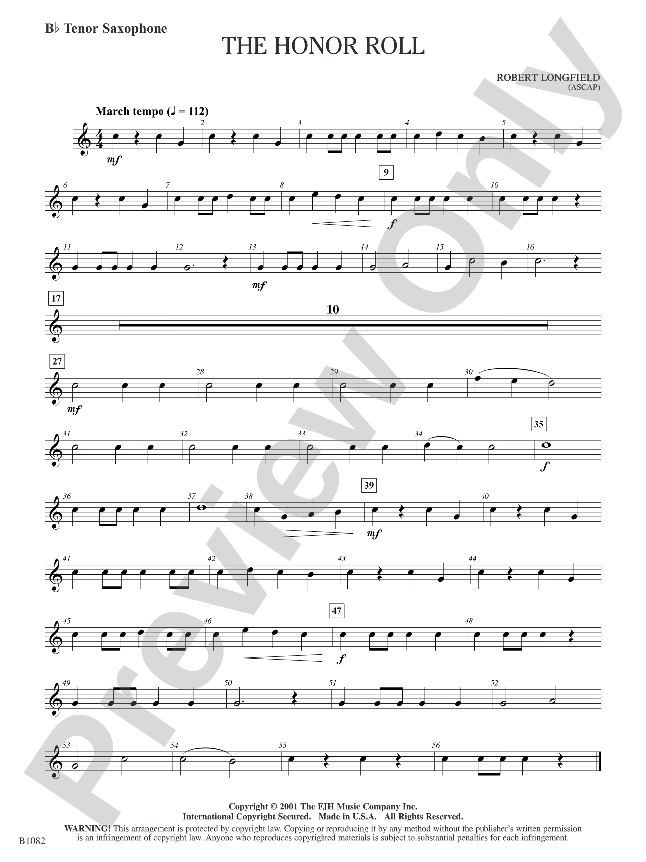 The Honor Roll: B-flat Tenor Saxophone