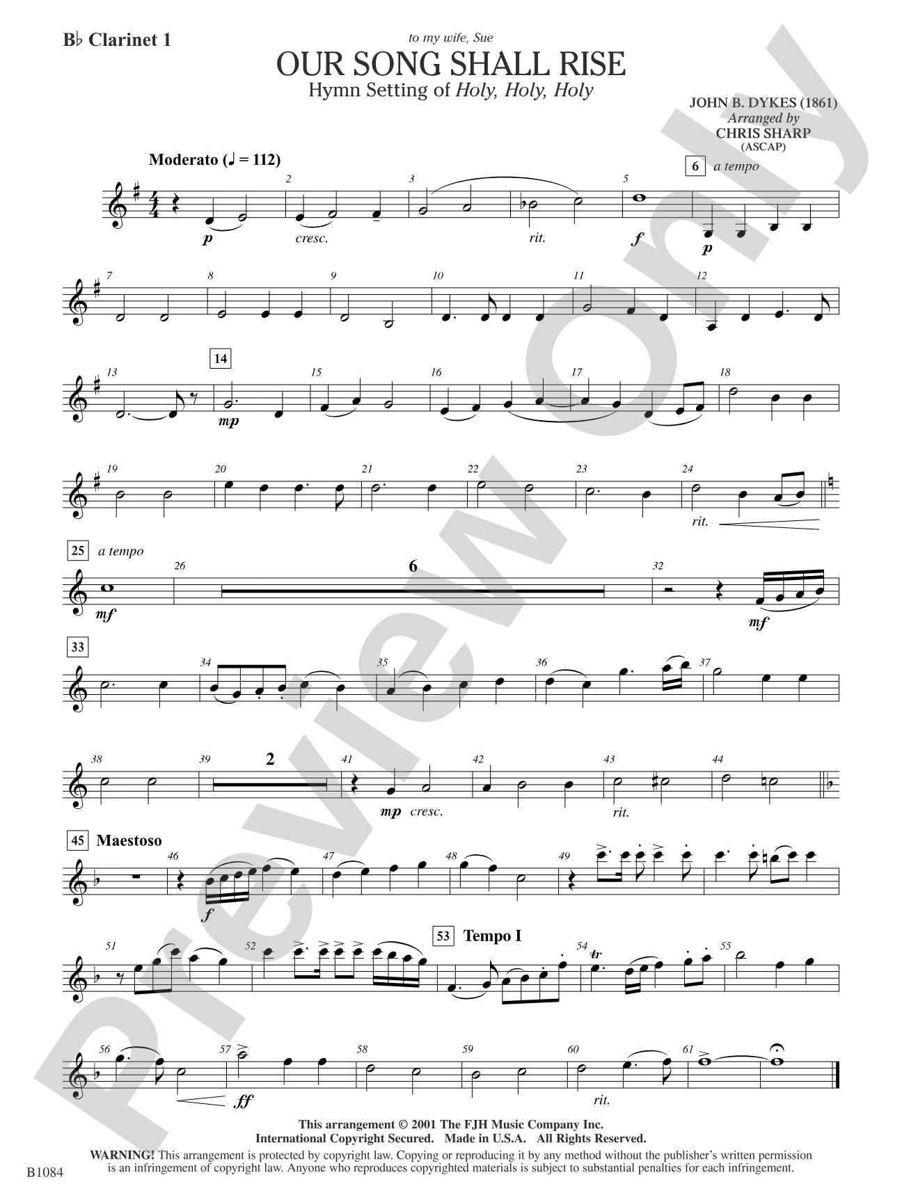Our Song Shall Rise: B-flat Clarinet 1