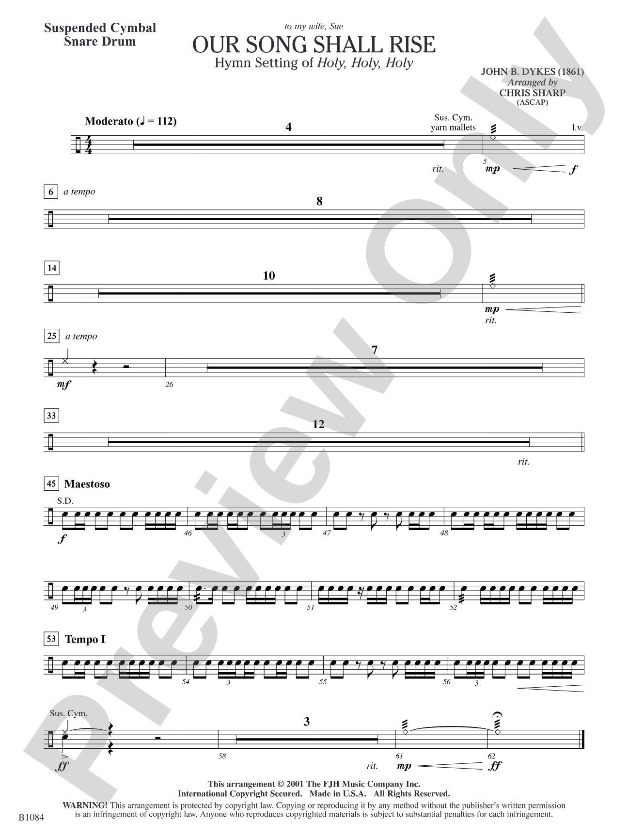 Our Song Shall Rise: Suspended Cymbal/Snare Drum