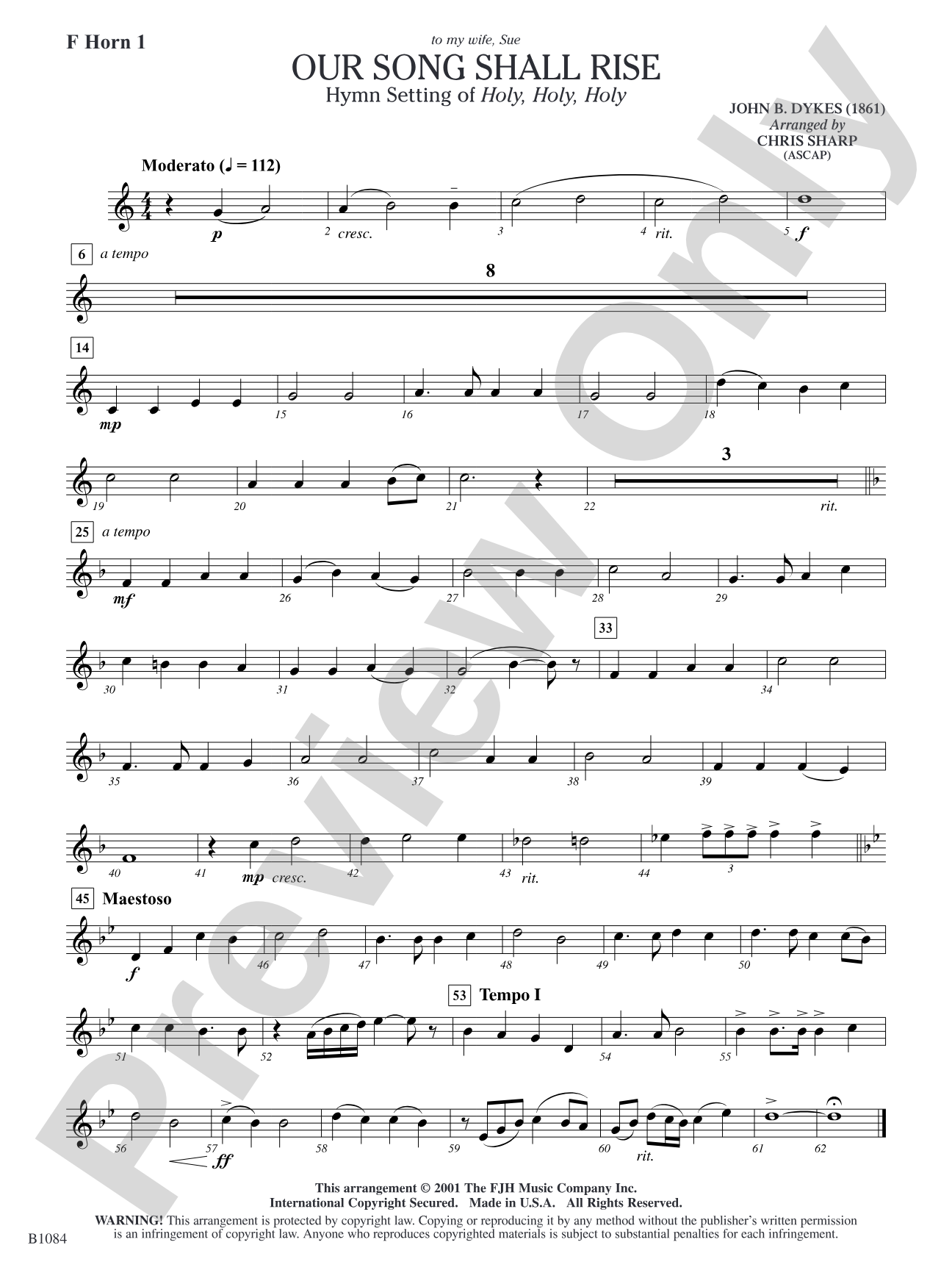 Our Song Shall Rise: F Horn 1