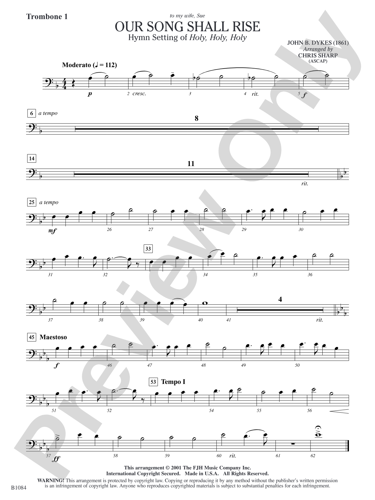 Our Song Shall Rise: Trombone 1