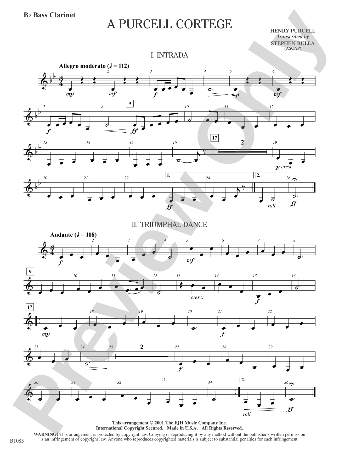 A Purcell Cortege: B-flat Bass Clarinet