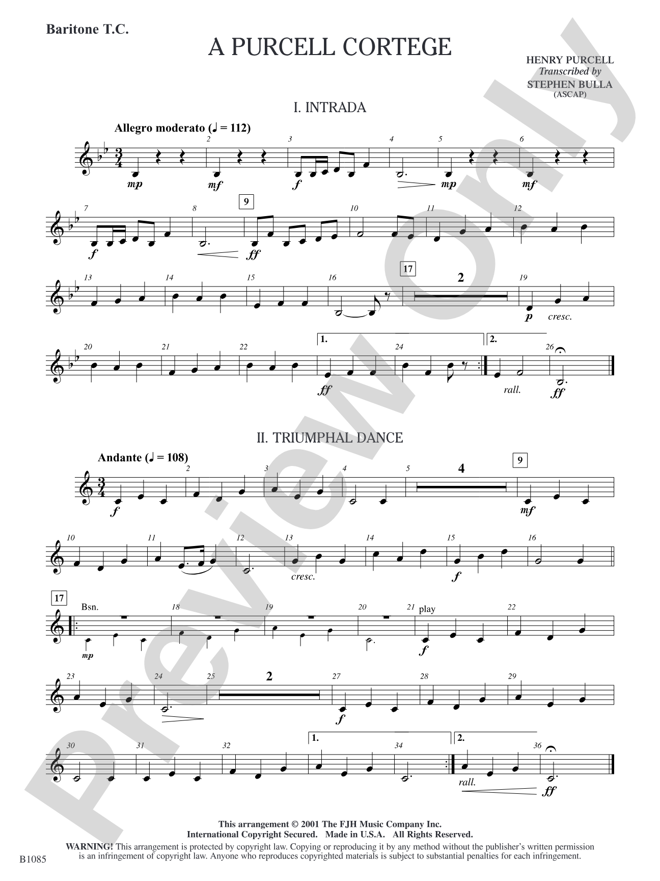 A Purcell Cortege: Baritone T.C.