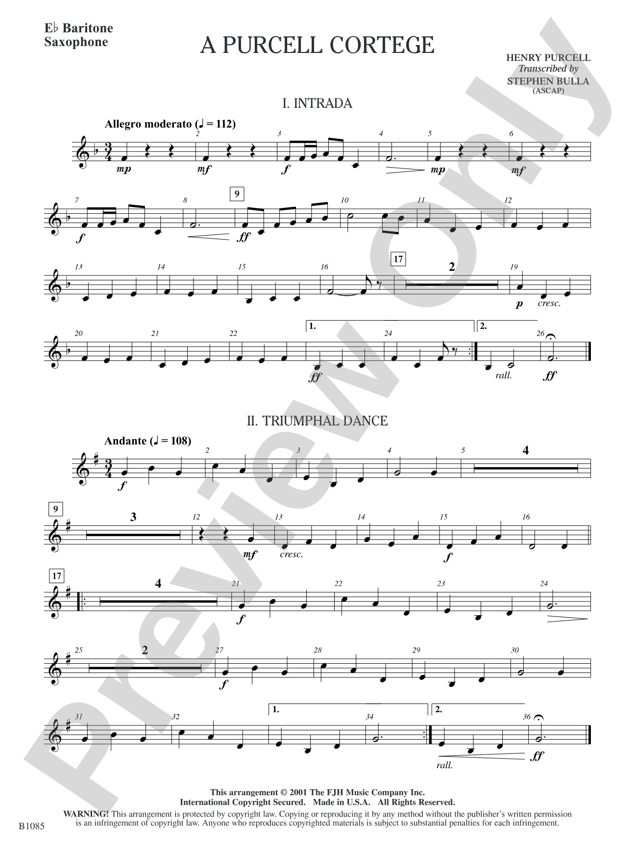 A Purcell Cortege: E-flat Baritone Saxophone