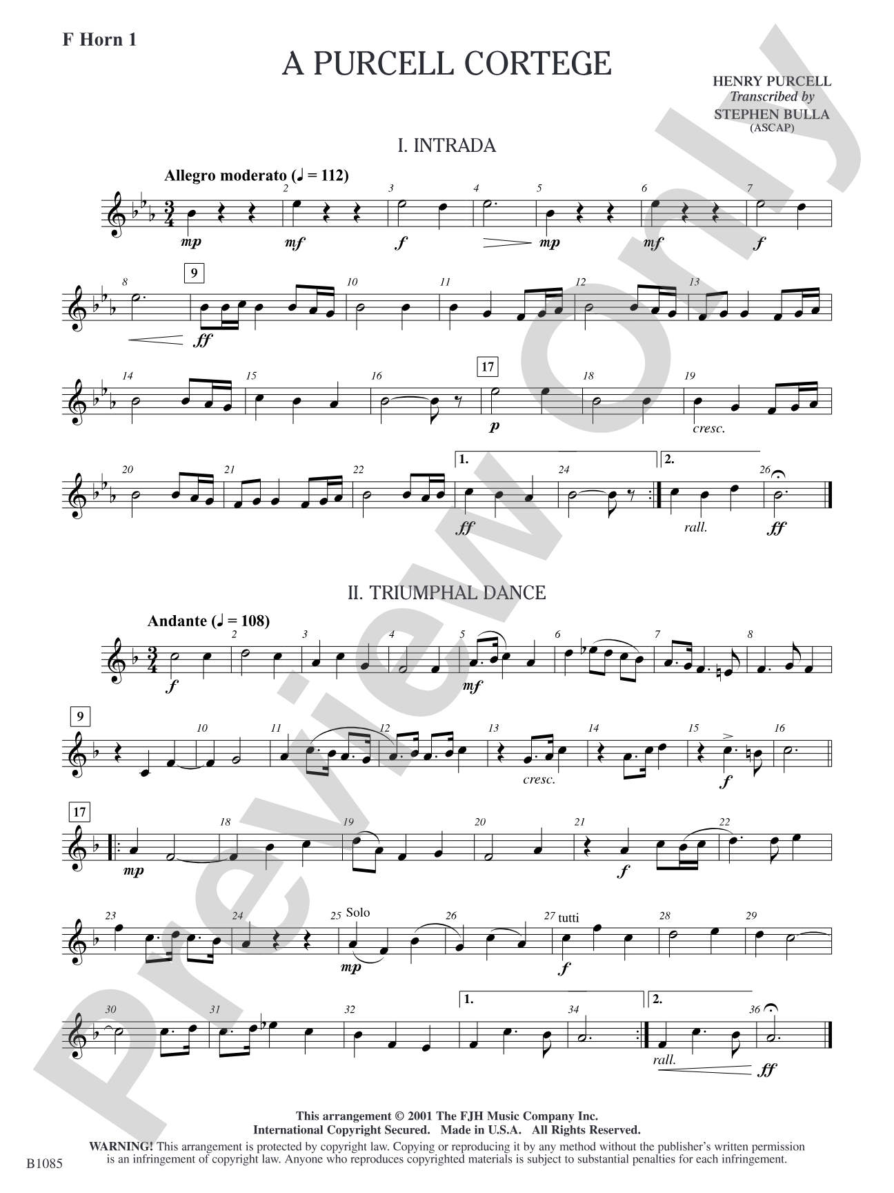 A Purcell Cortege: F Horn 1