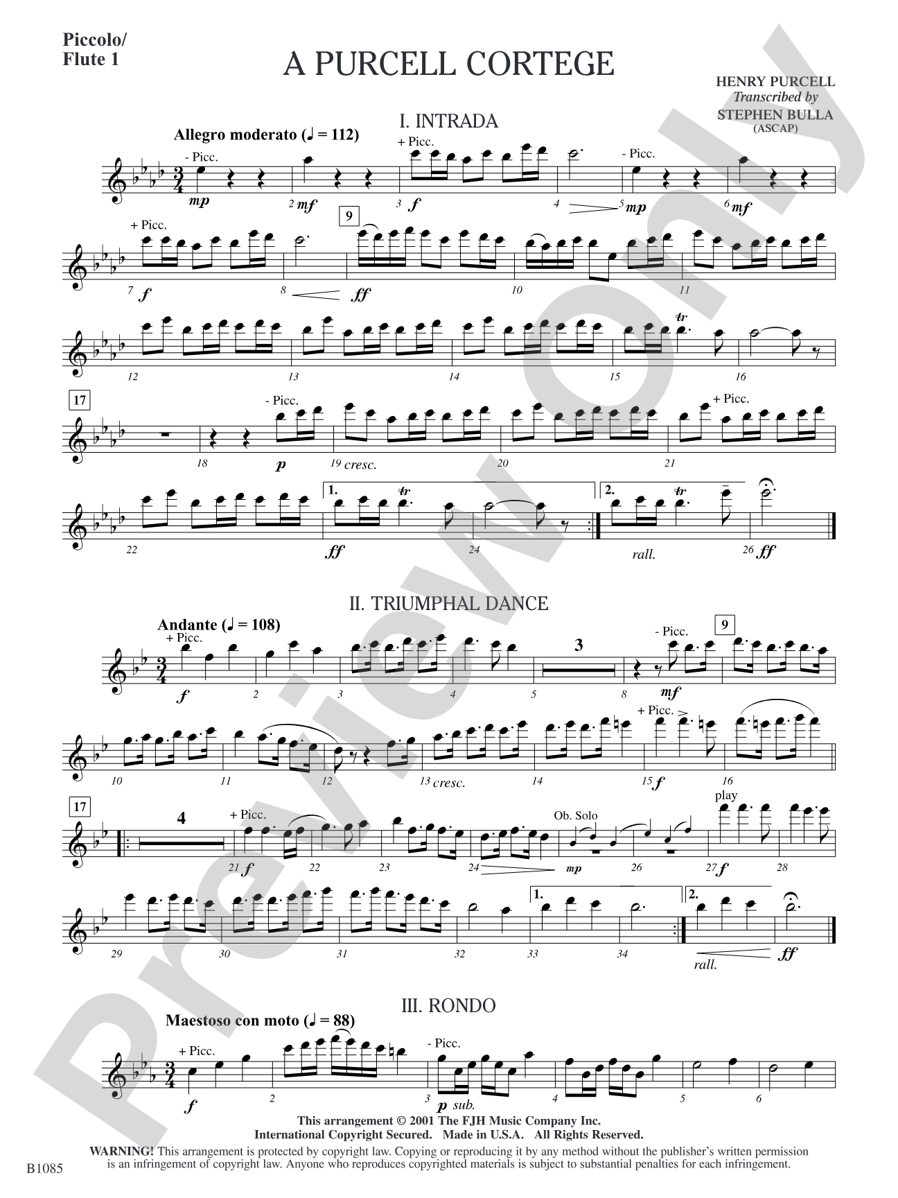 A Purcell Cortege: Piccolo / Flute 1