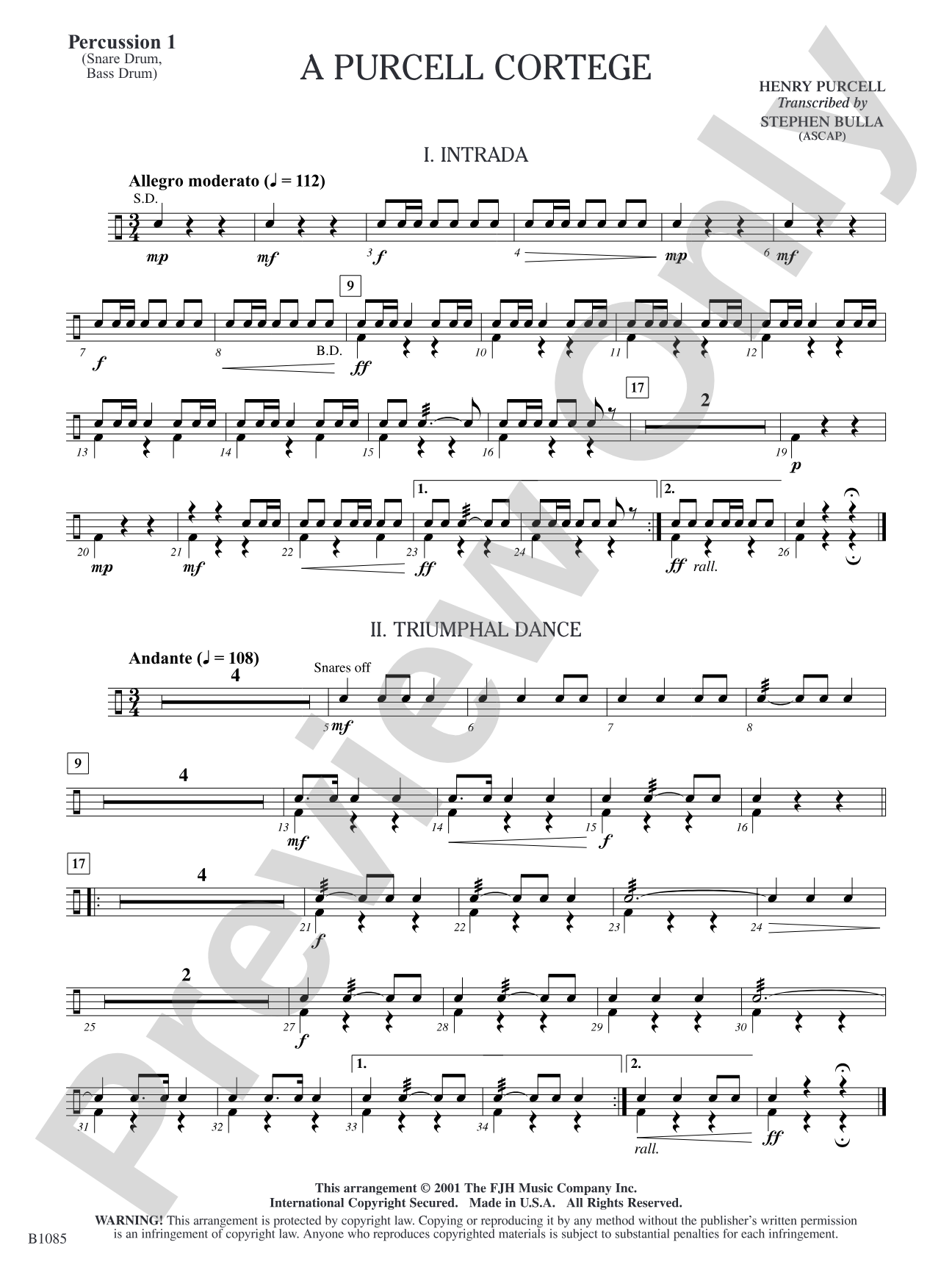 A Purcell Cortege: Percussion 1