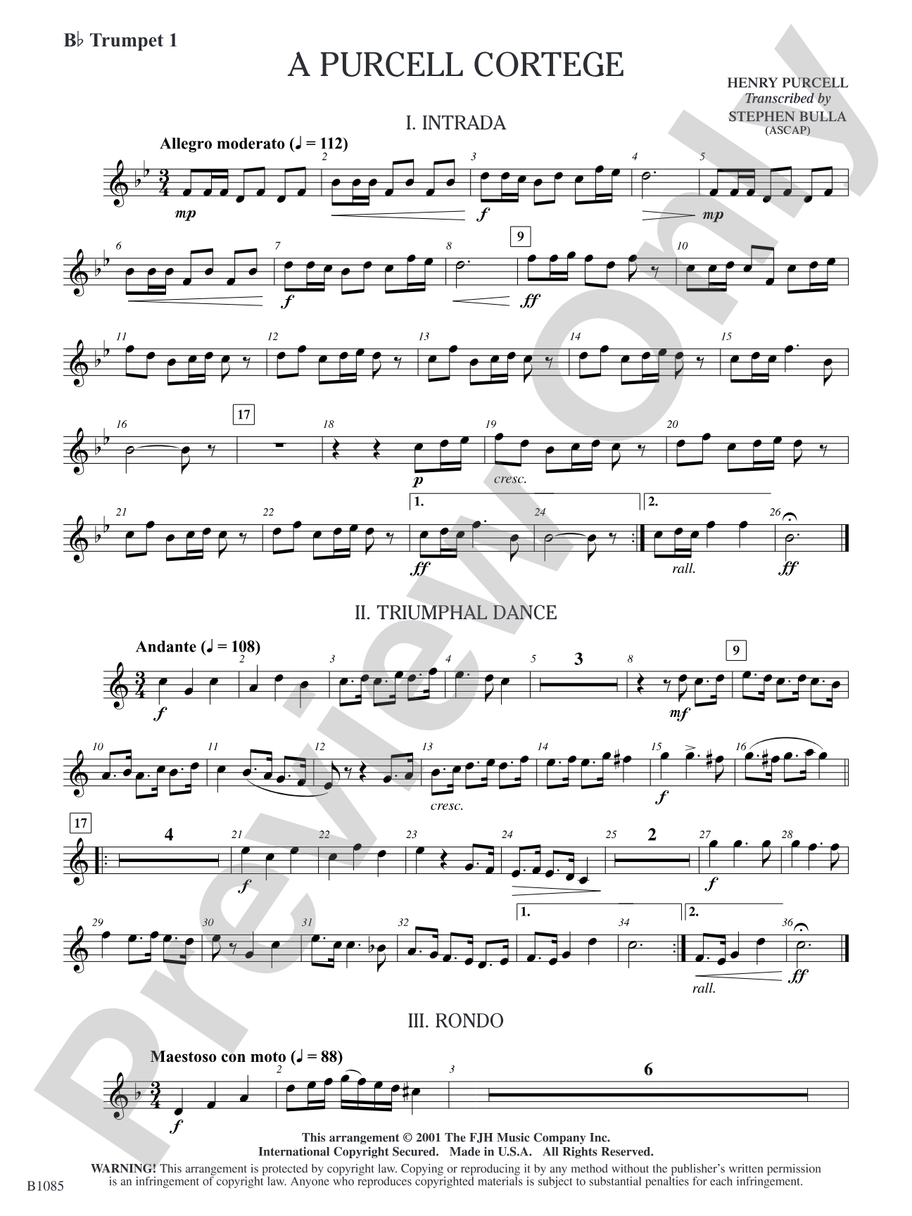 A Purcell Cortege: B-flat Trumpet 1