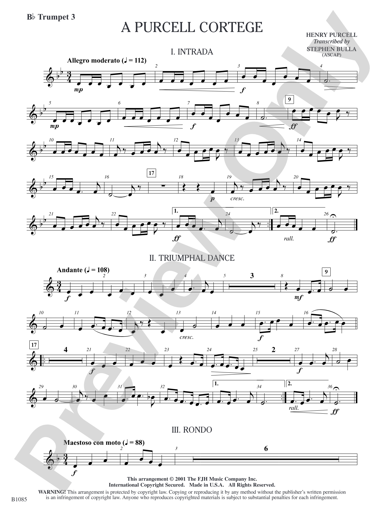 A Purcell Cortege: B-flat Trumpet 3