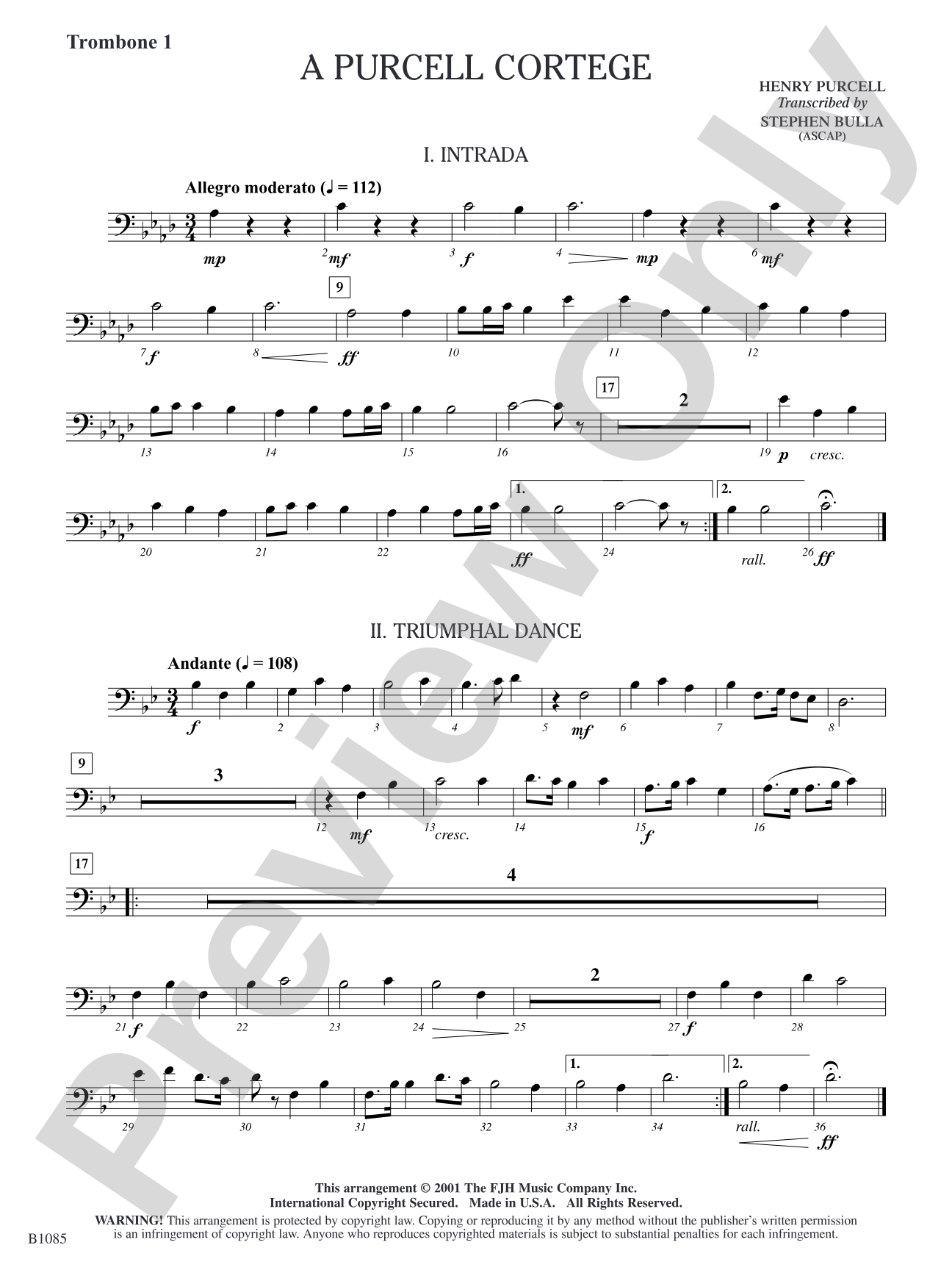 A Purcell Cortege: Trombone 1