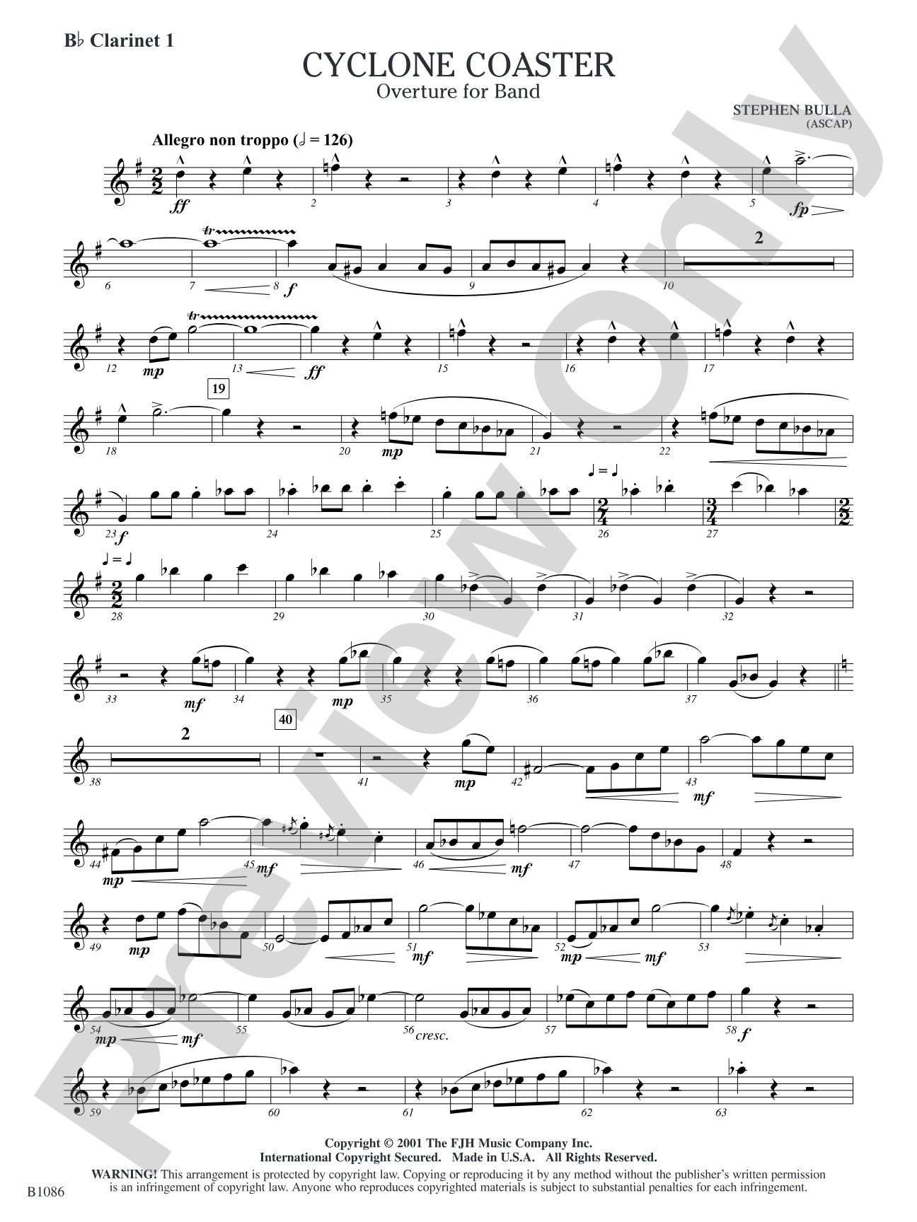 Cyclone Coaster: B-flat Clarinet 1
