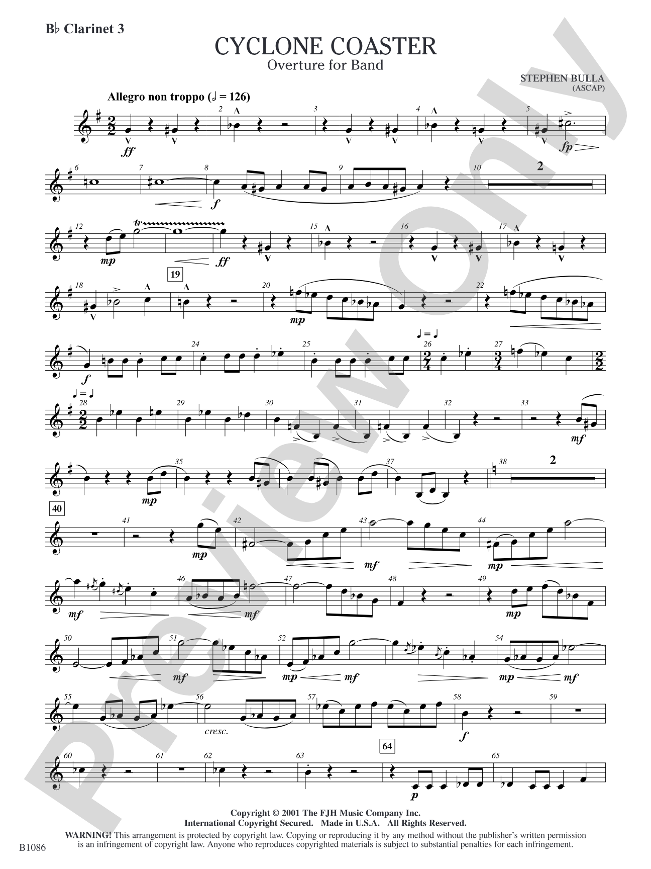 Cyclone Coaster: B-flat Clarinet 3
