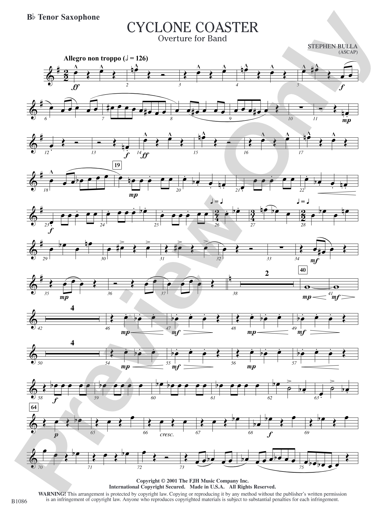 Cyclone Coaster: B-flat Tenor Saxophone