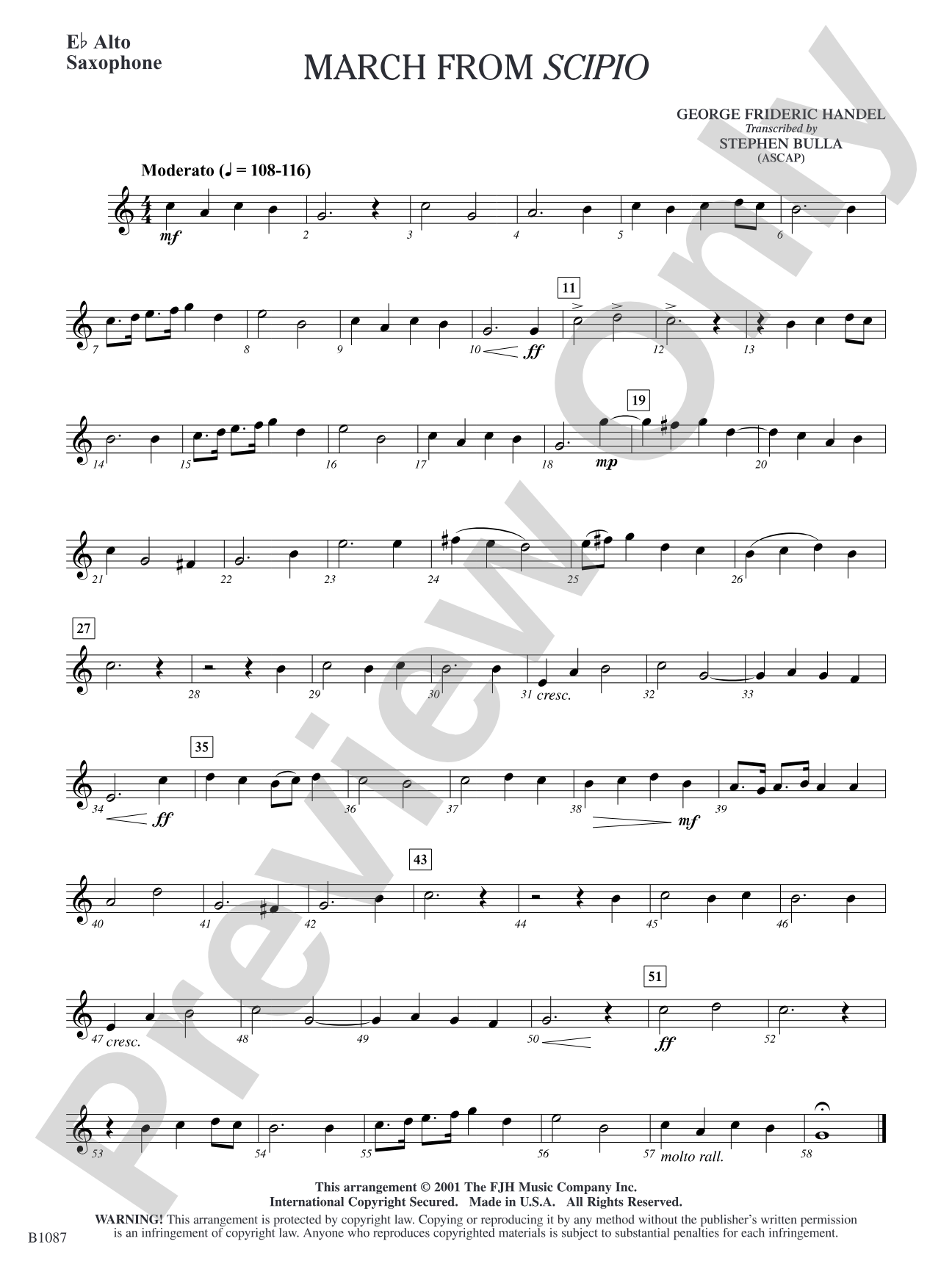 March from Scipio: E-flat Alto Saxophone