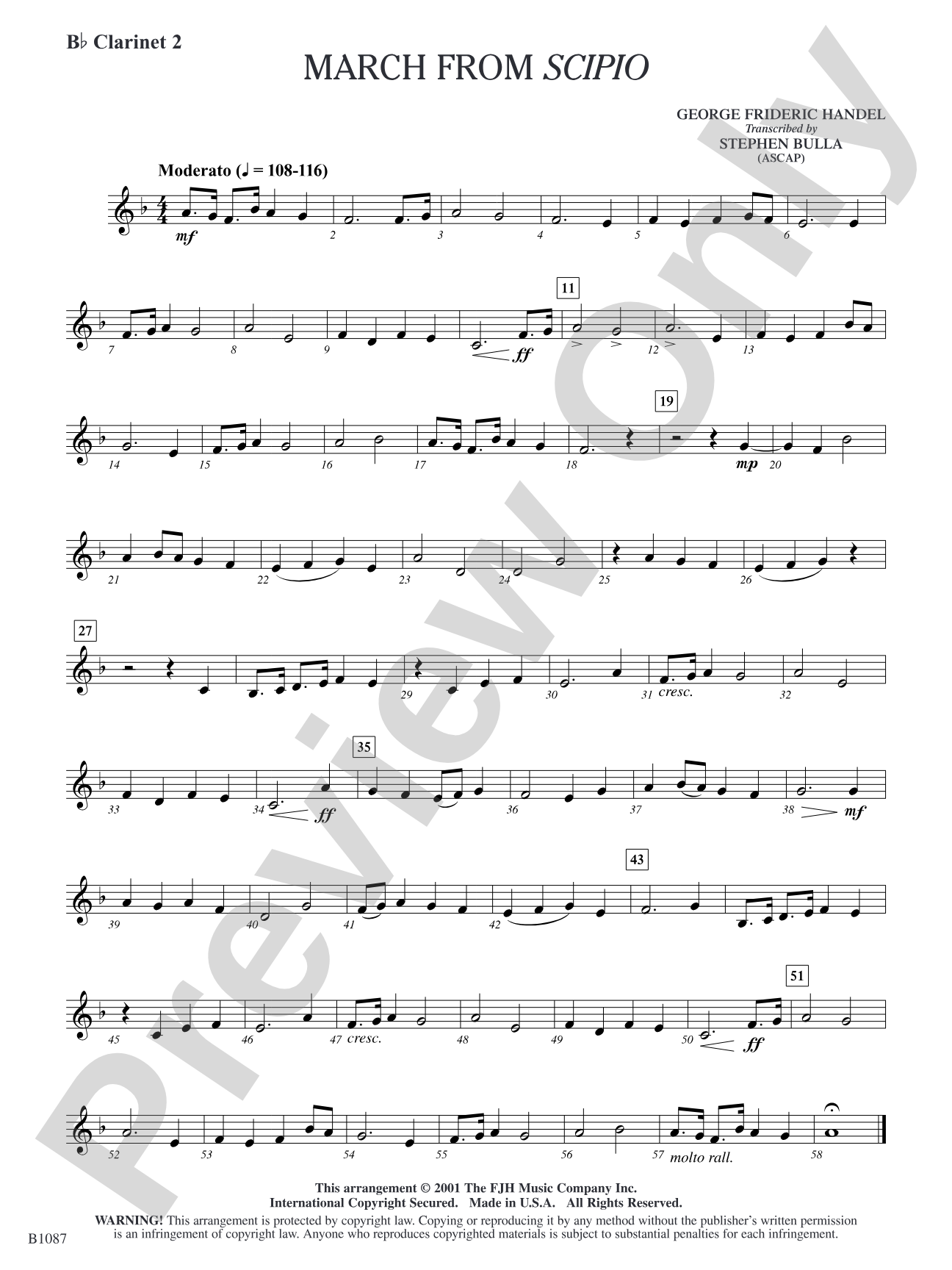 March from Scipio: B-flat Clarinet 2