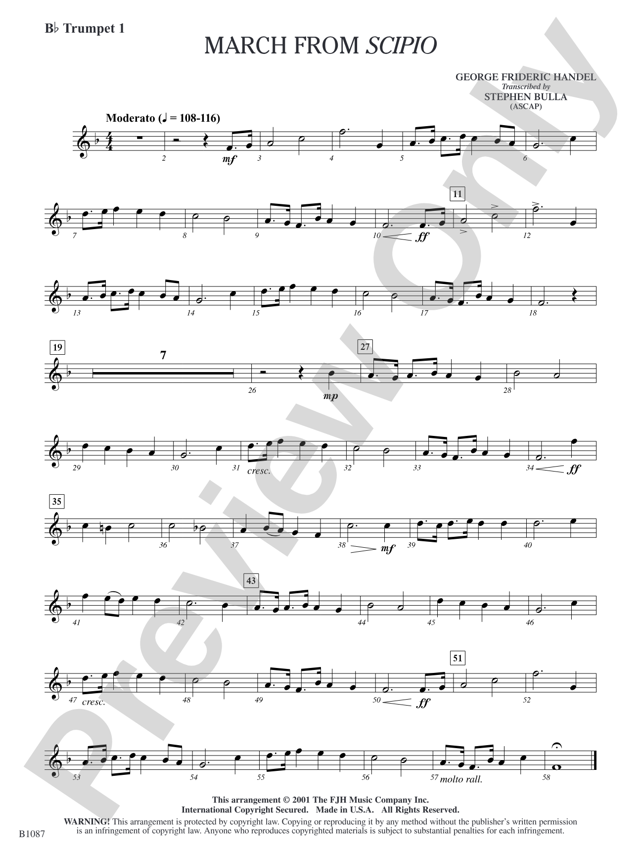 March from Scipio: B-flat Trumpet 1