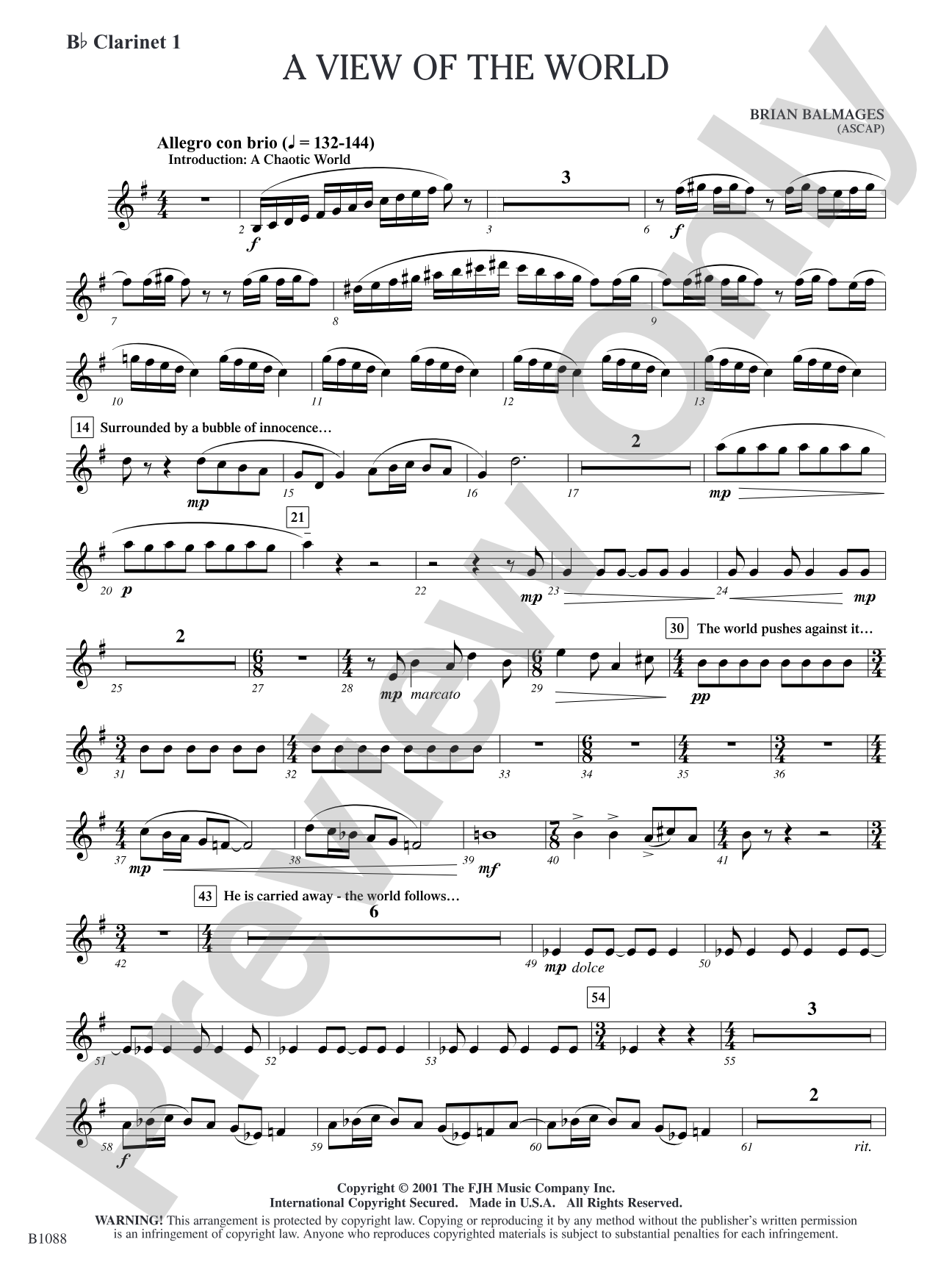 A View of the World: B-flat Clarinet 1