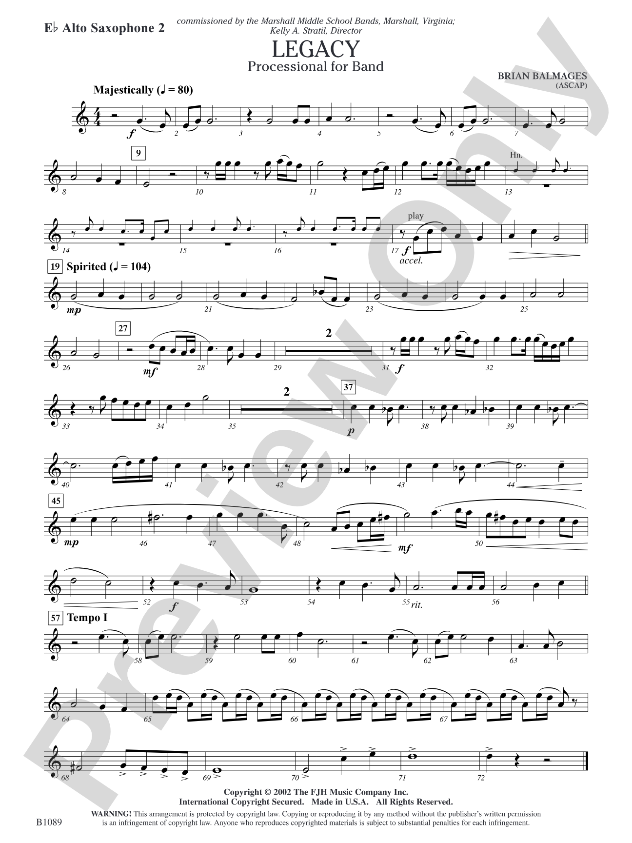 Legacy (Processional for Band): E-flat Alto Saxophone 2