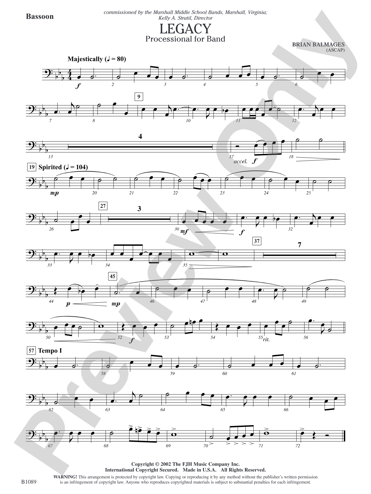 Legacy (Processional for Band): Bassoon