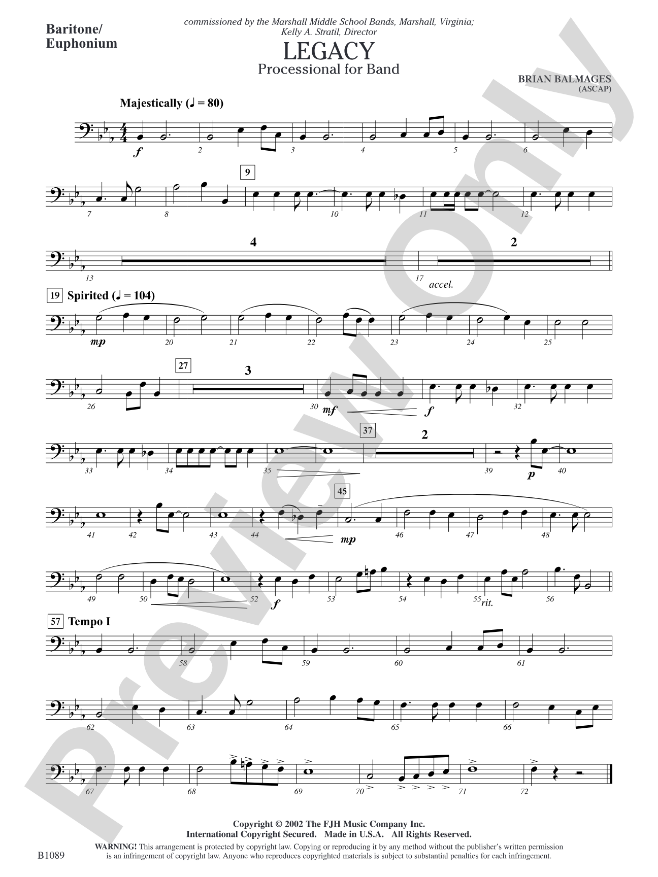 Legacy (Processional for Band): Baritone/Euphonium