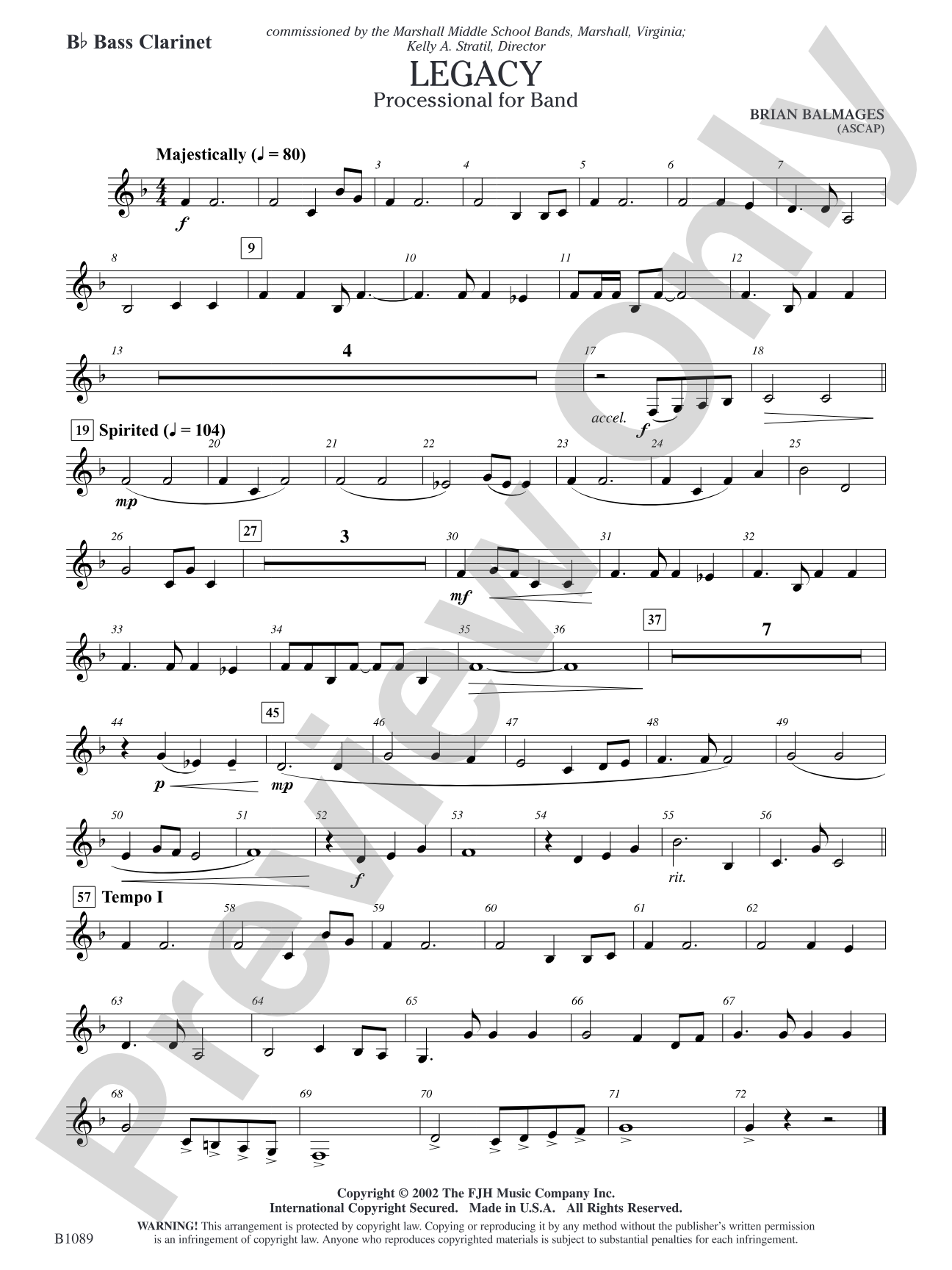 Legacy (Processional for Band): B-flat Bass Clarinet