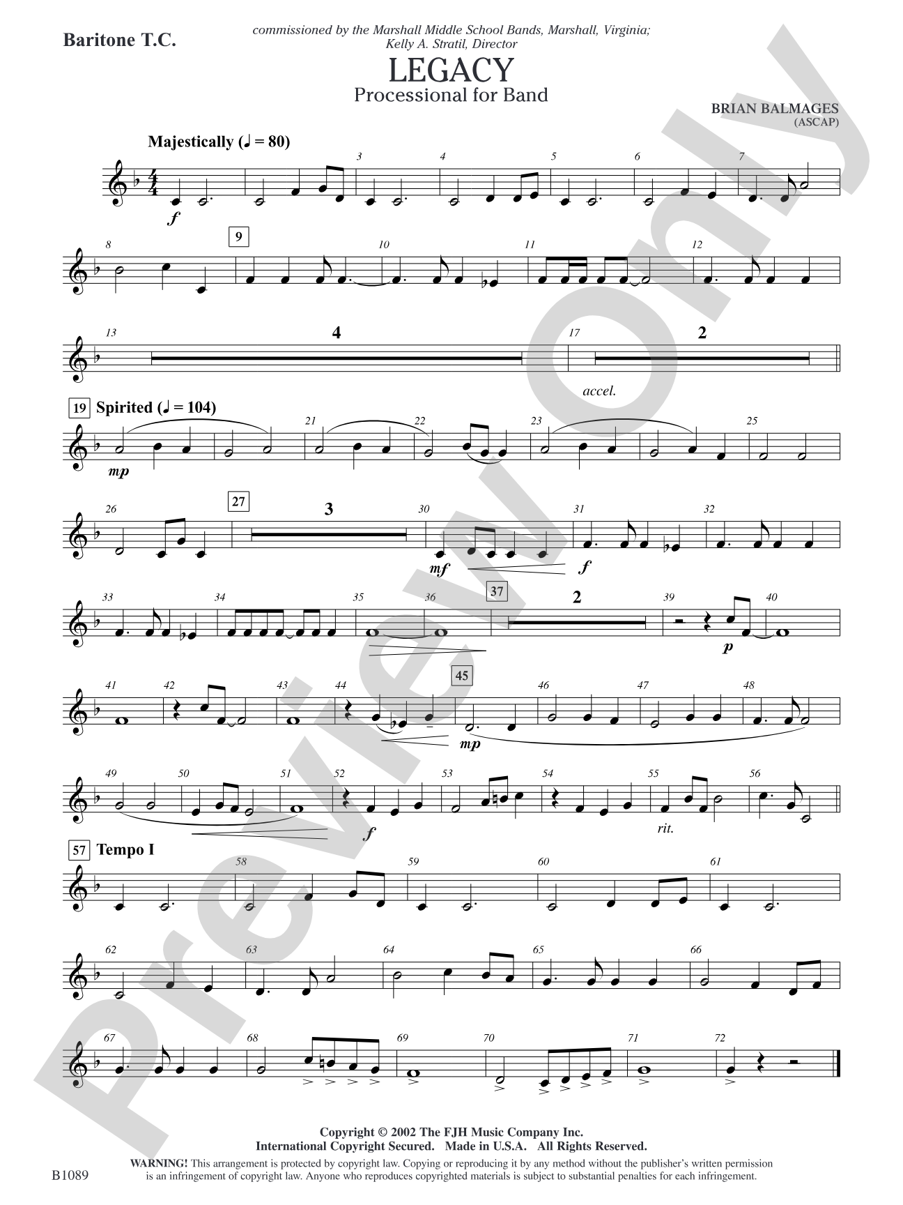 Legacy (Processional for Band): Baritone T.C.