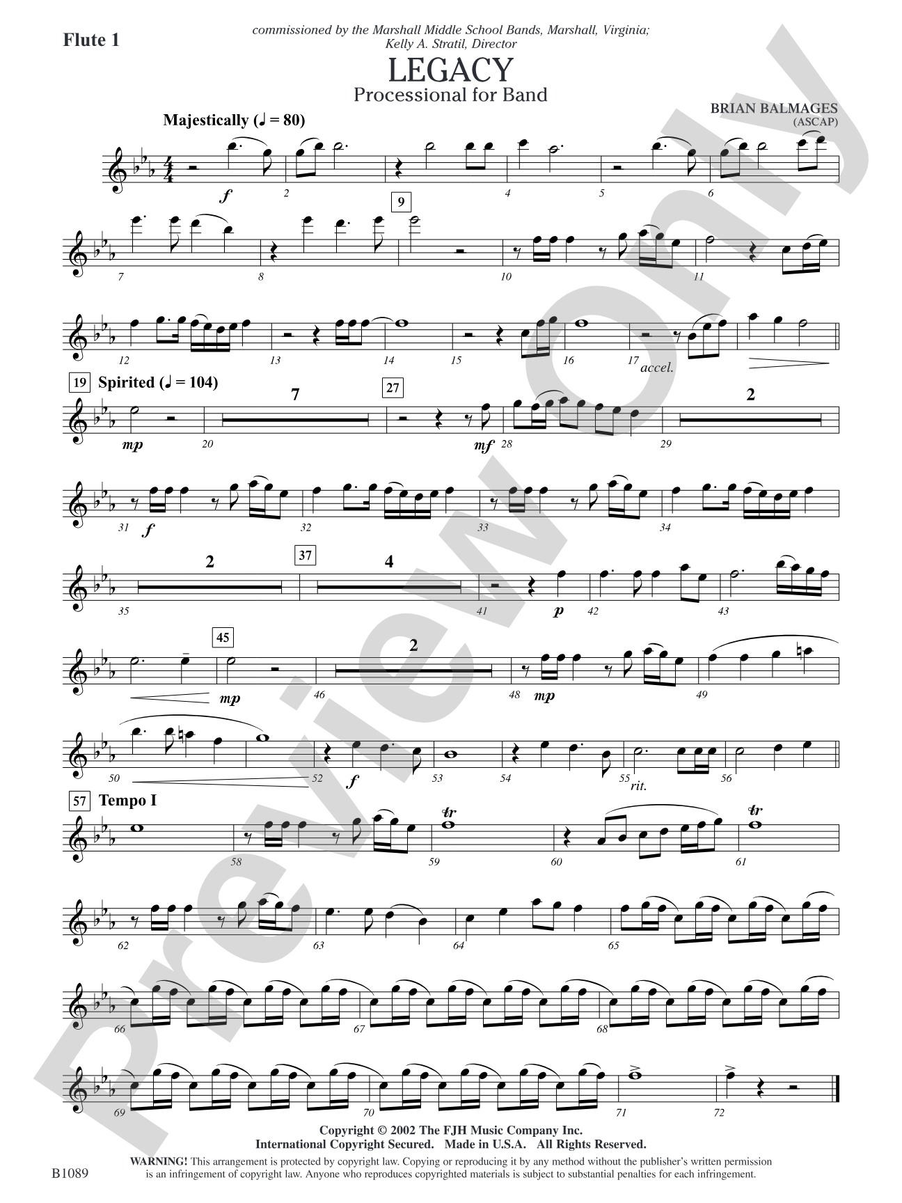 Legacy (Processional for Band): Flute 1