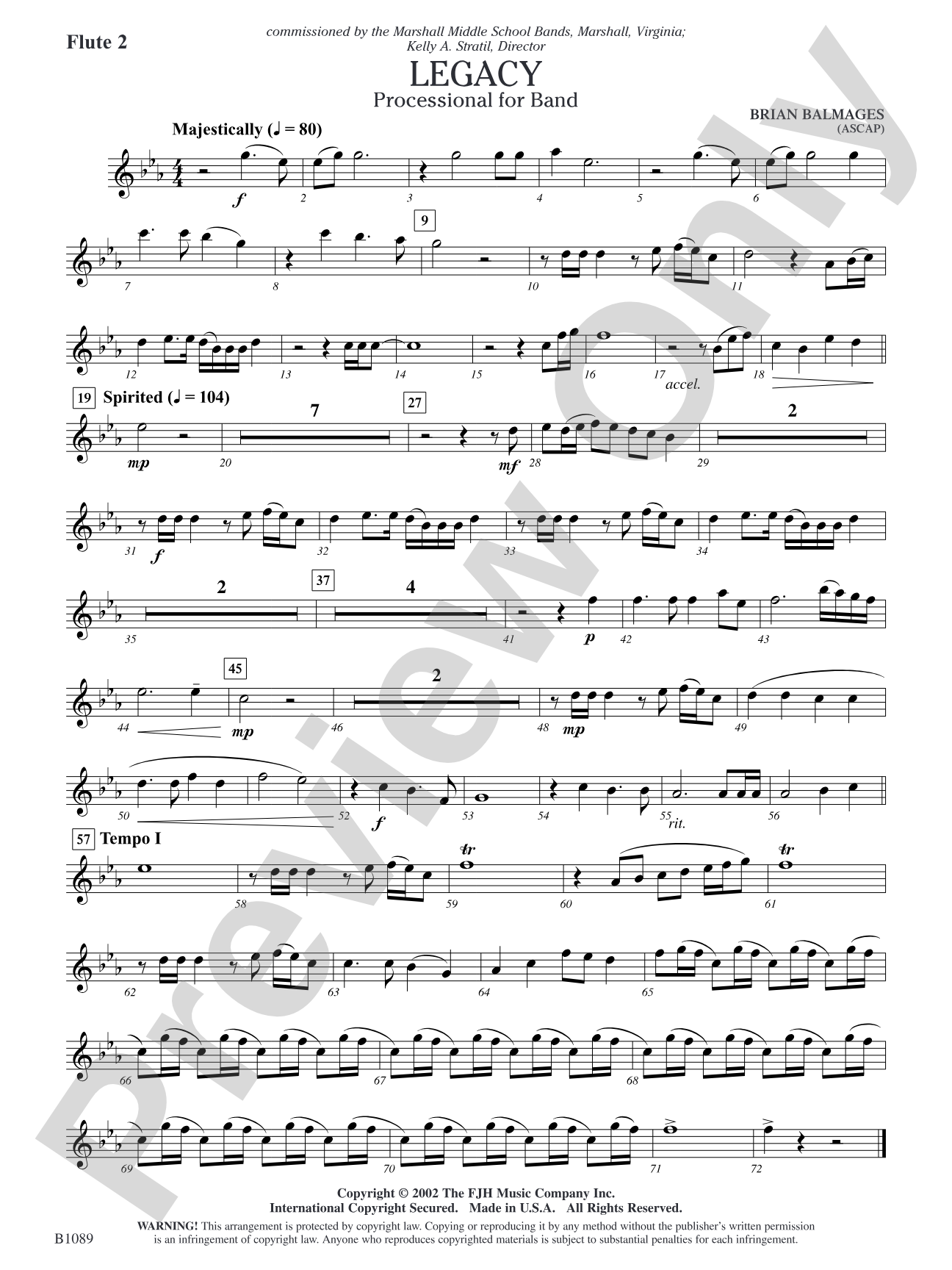 Legacy (Processional for Band): Flute 2