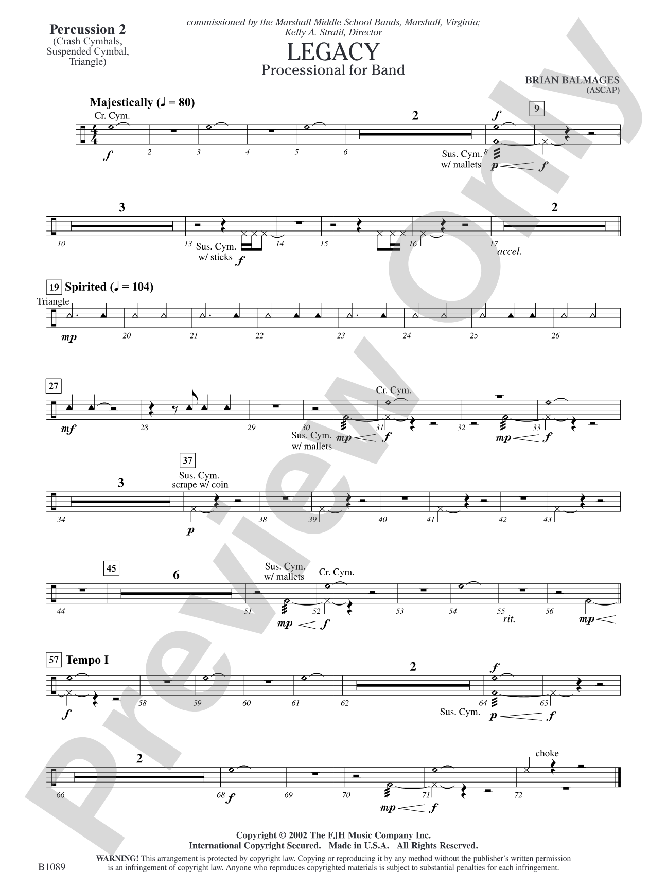 Legacy (Processional for Band): Percussion 2