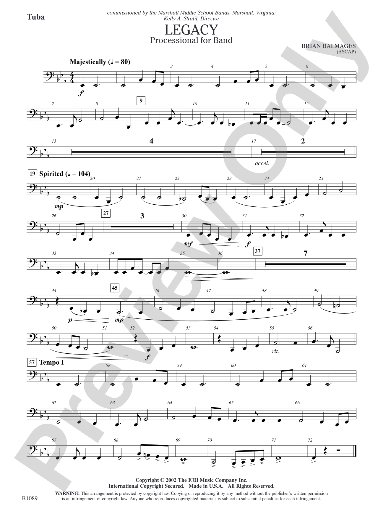 Legacy (Processional for Band): Tuba