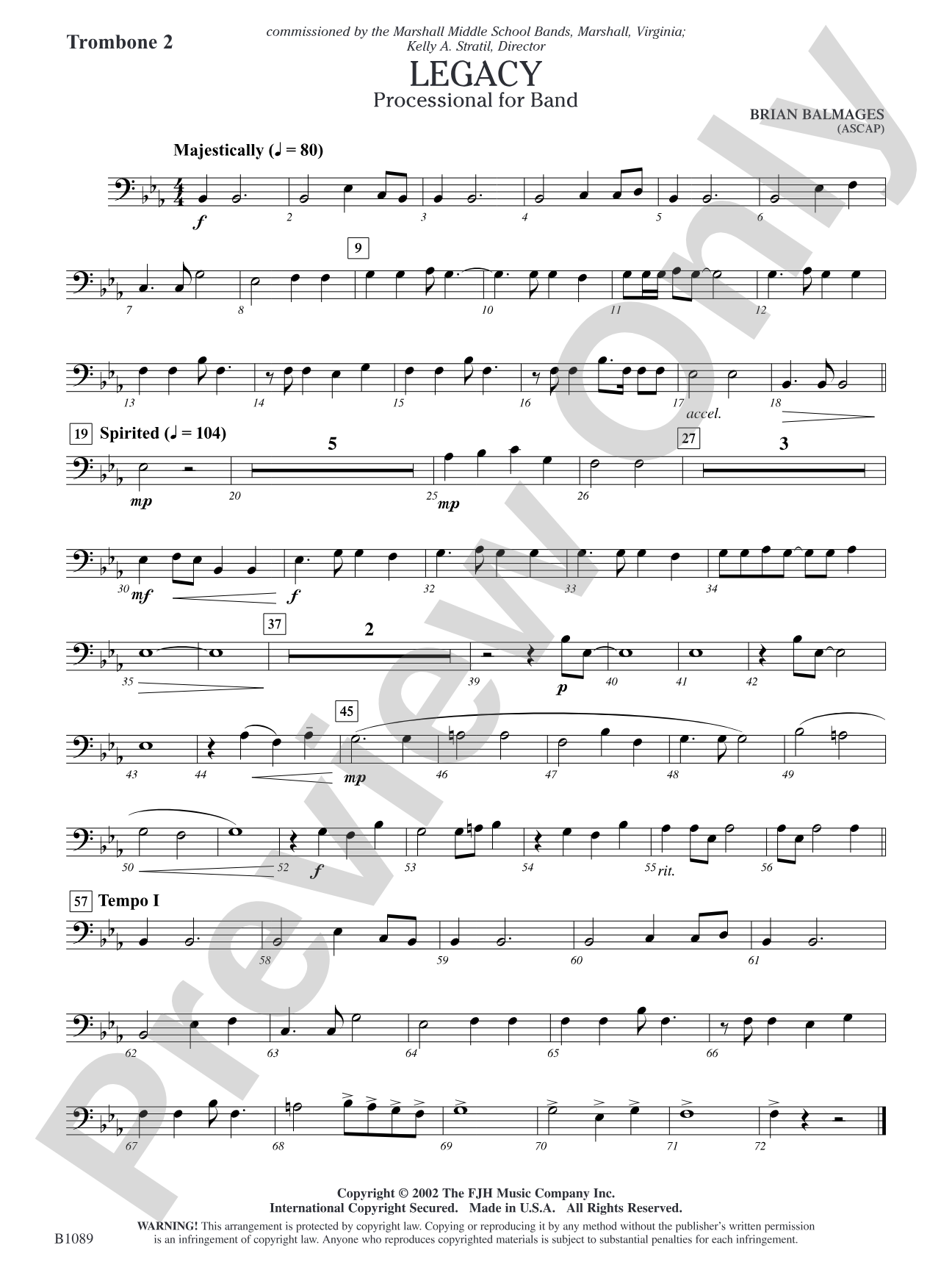 Legacy (Processional for Band): Trombone 2