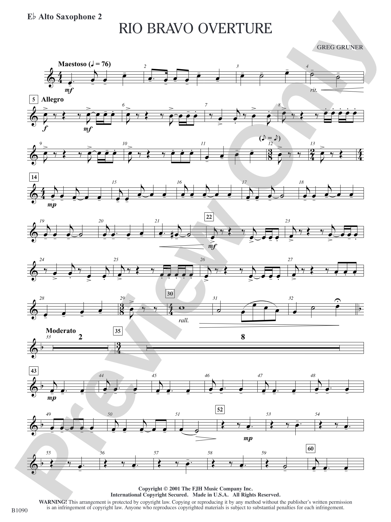 Rio Bravo Overture: E-flat Alto Saxophone 2
