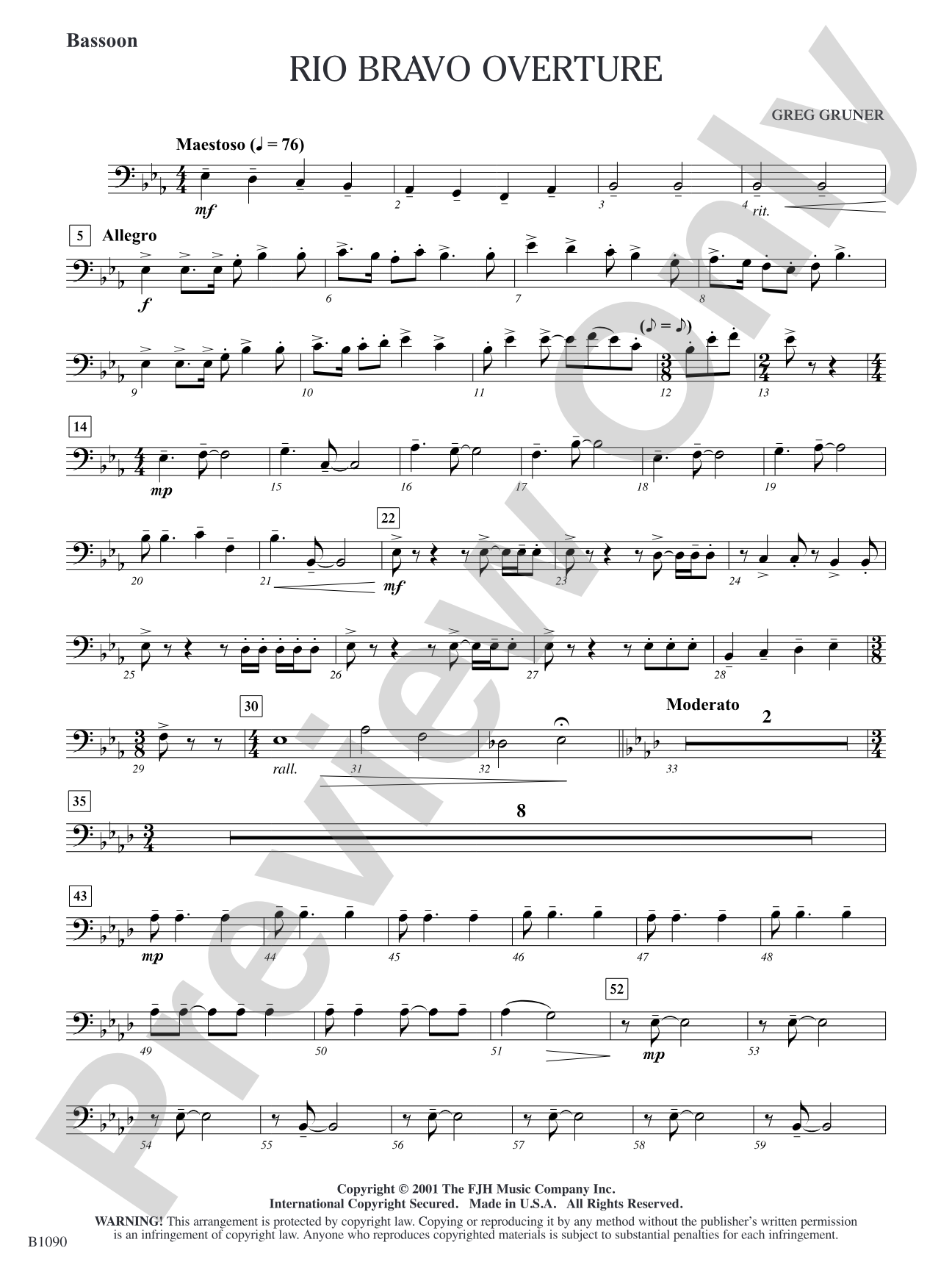 Rio Bravo Overture: Bassoon
