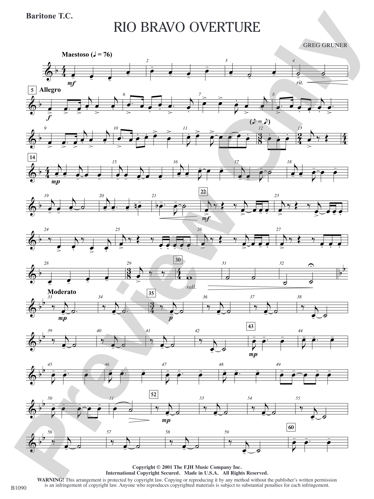 Rio Bravo Overture: Baritone T.C.