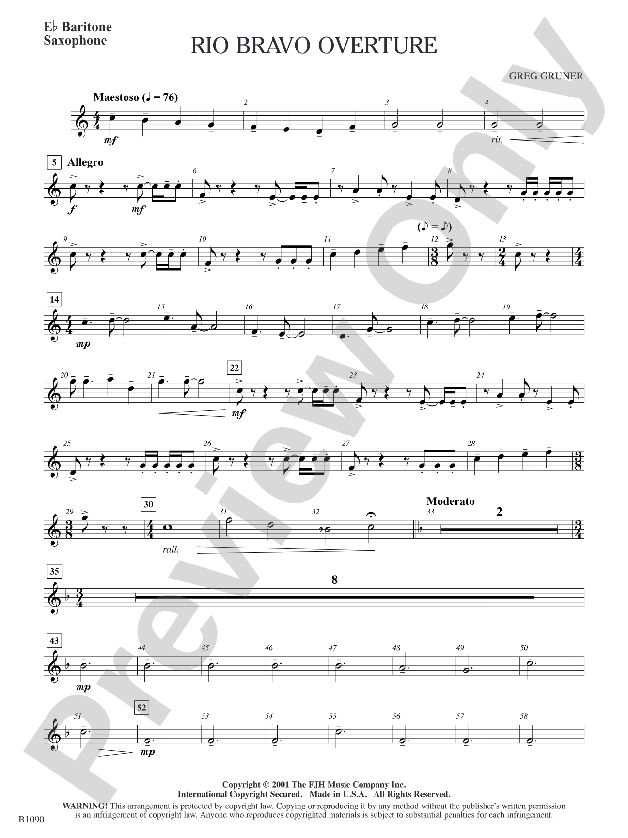 Rio Bravo Overture: E-flat Baritone Saxophone