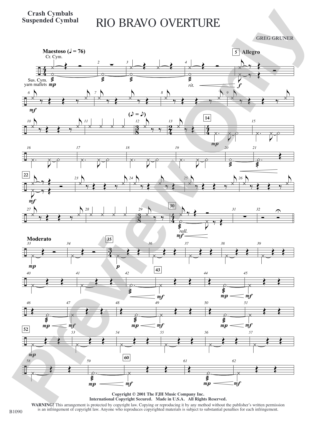 Rio Bravo Overture: Crash Cymbals/Suspended Cymbal