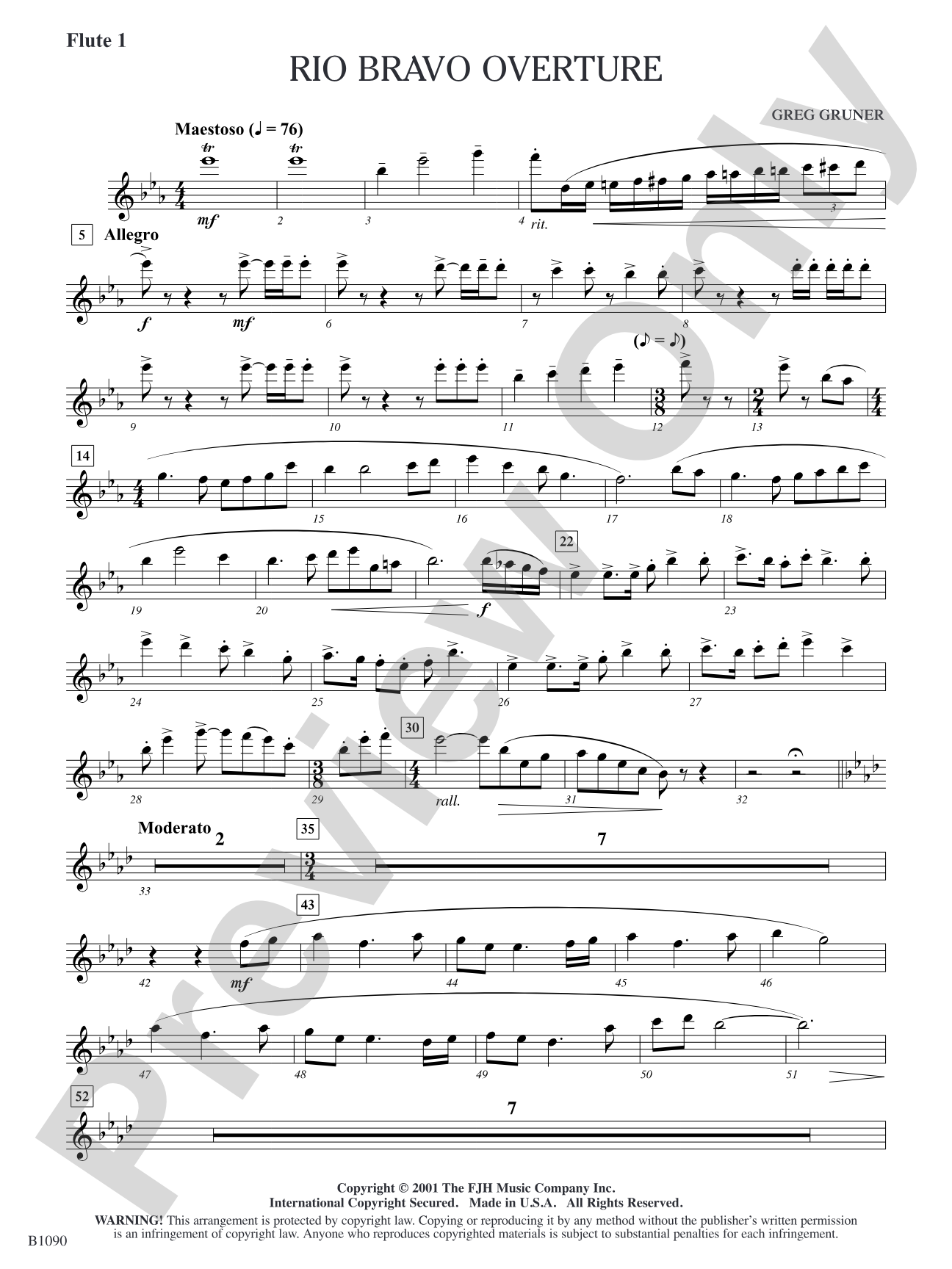 Rio Bravo Overture: Flute 1