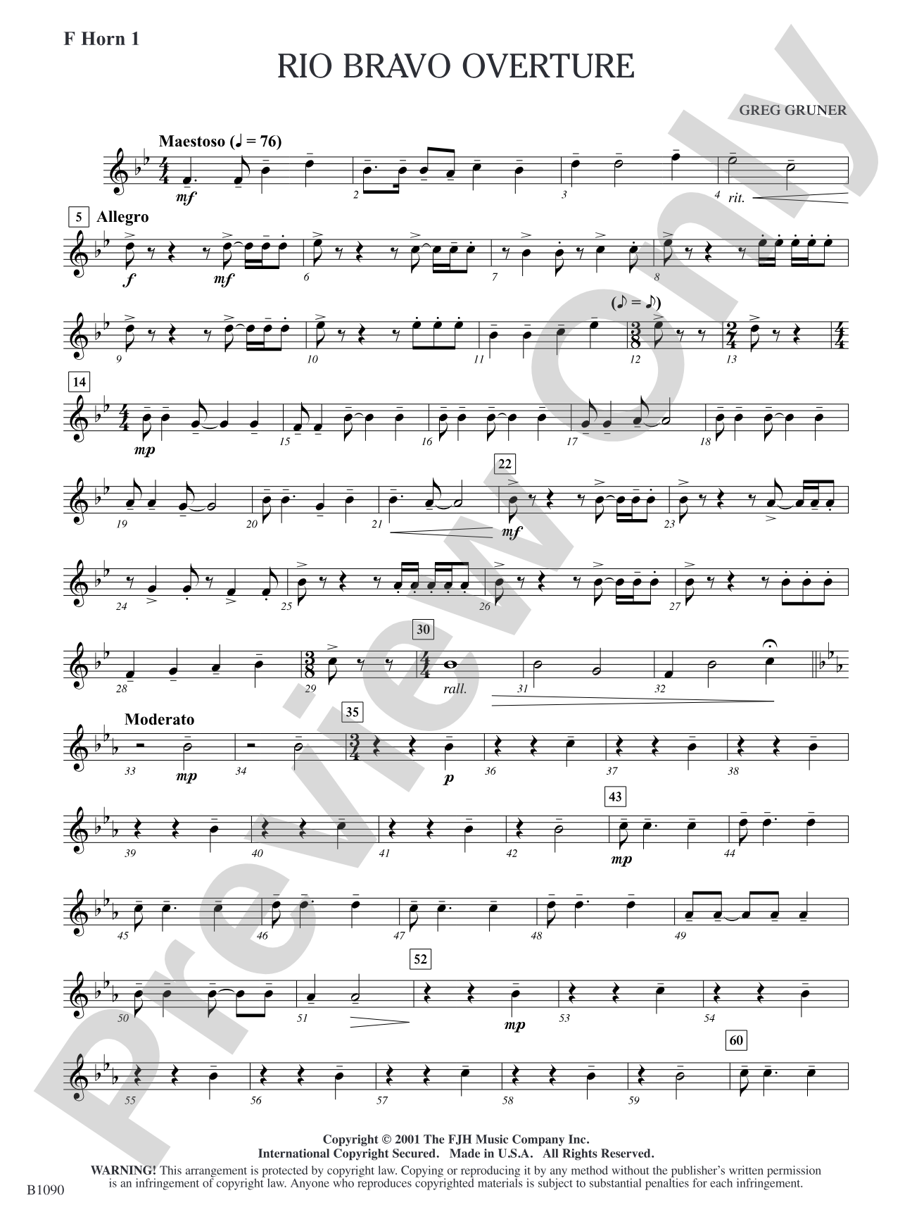 Rio Bravo Overture: F Horn 1