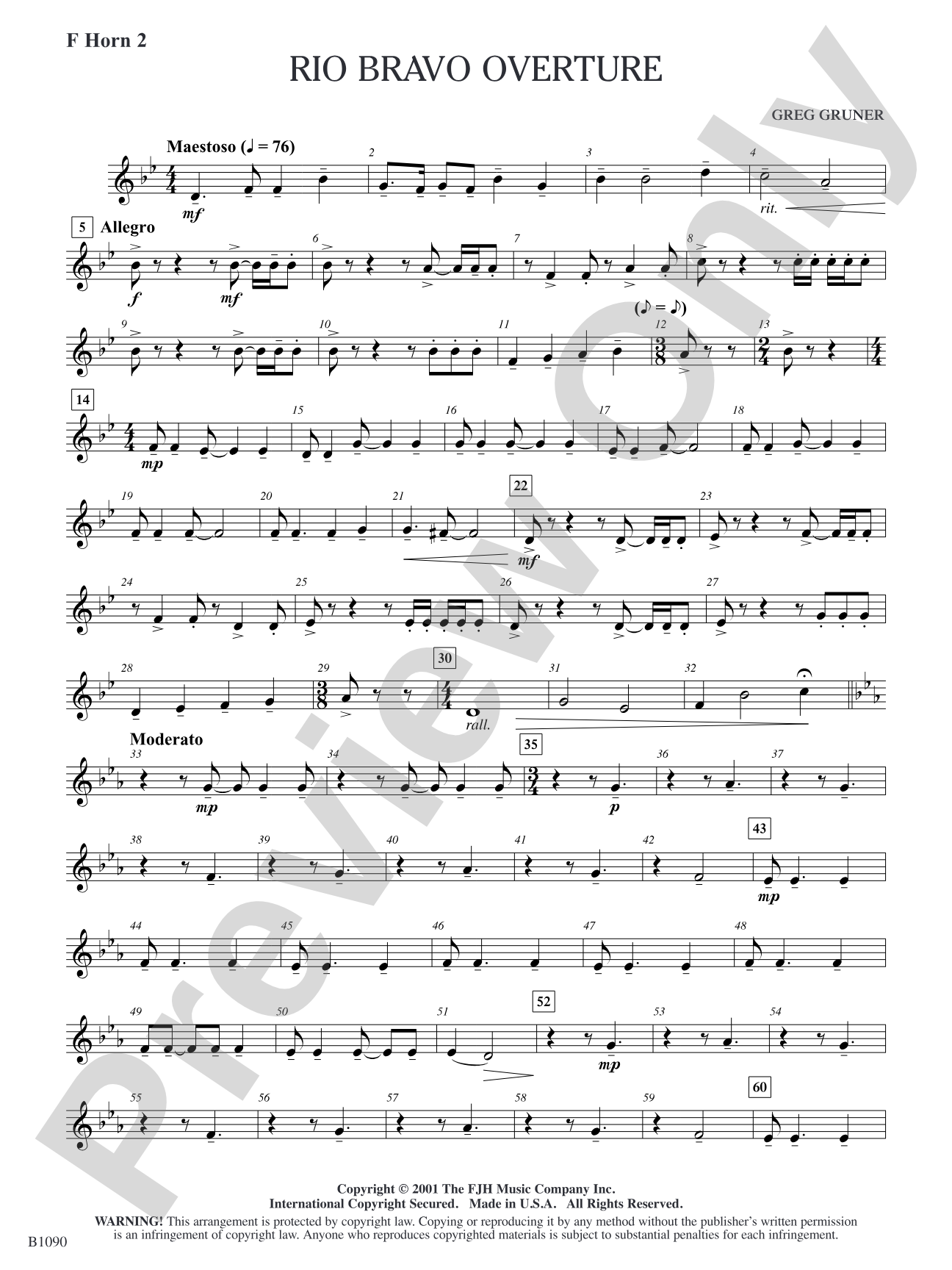 Rio Bravo Overture: F Horn 2