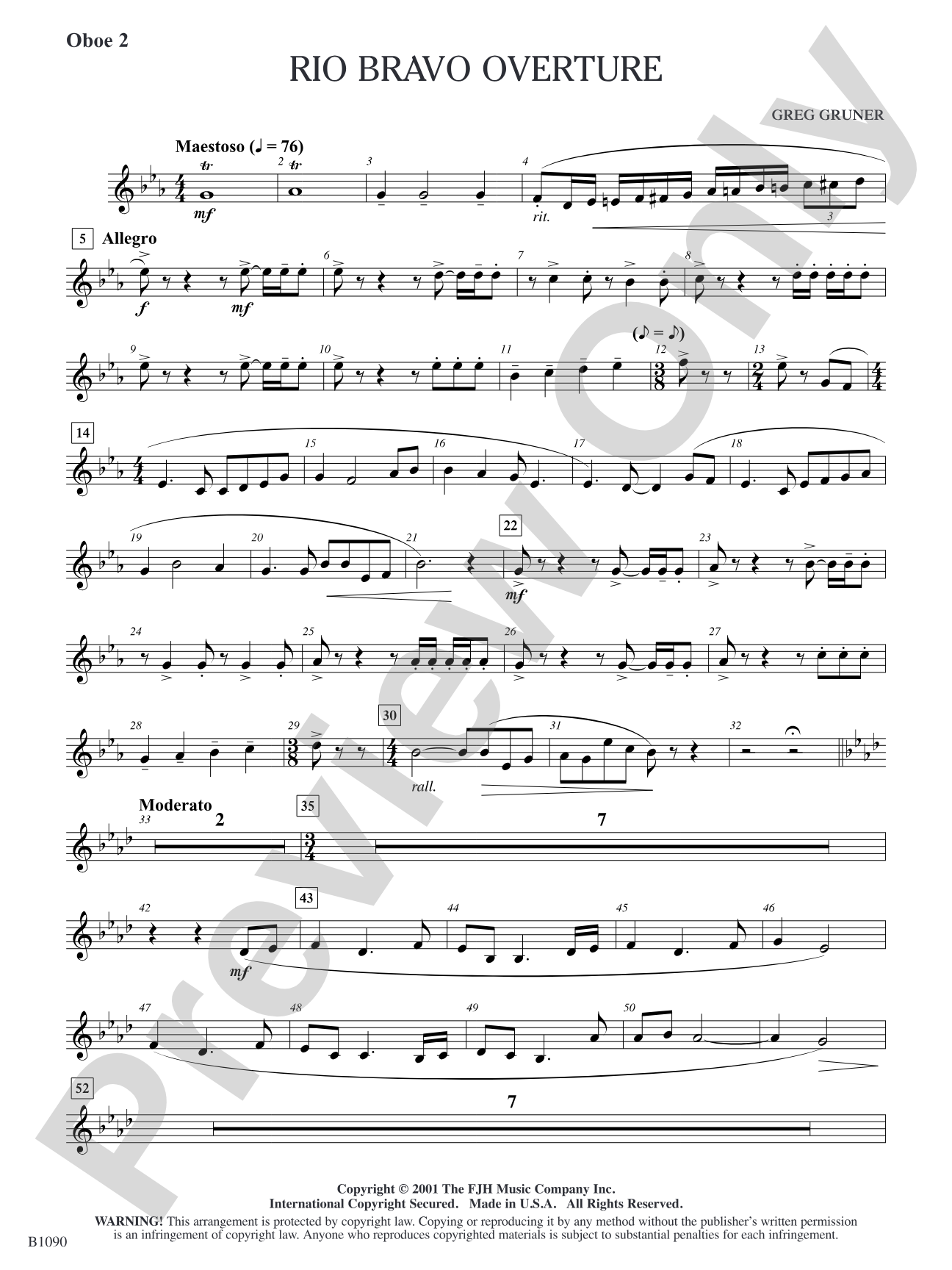 Rio Bravo Overture: Oboe 2