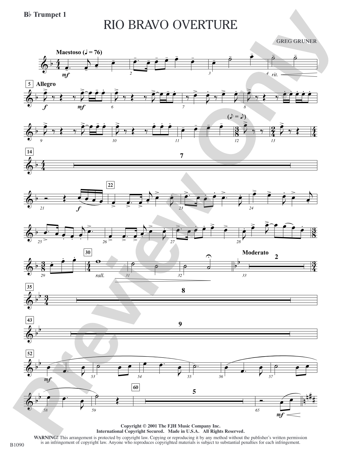 Rio Bravo Overture: B-flat Trumpet 1