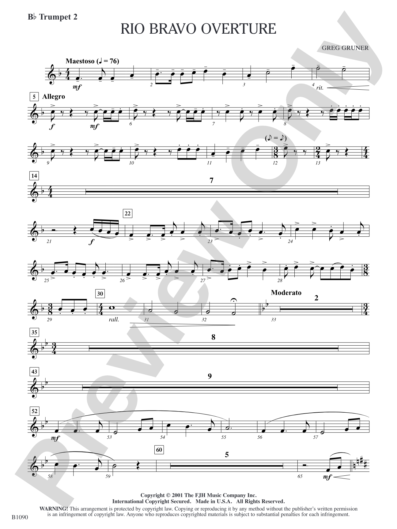 Rio Bravo Overture: B-flat Trumpet 2