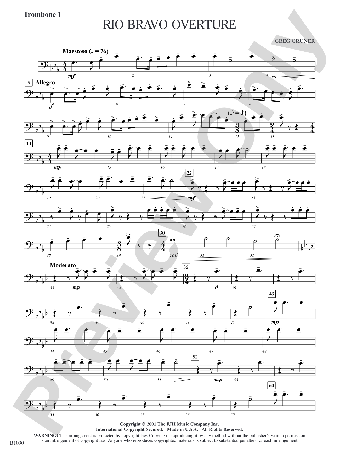 Rio Bravo Overture: Trombone 1