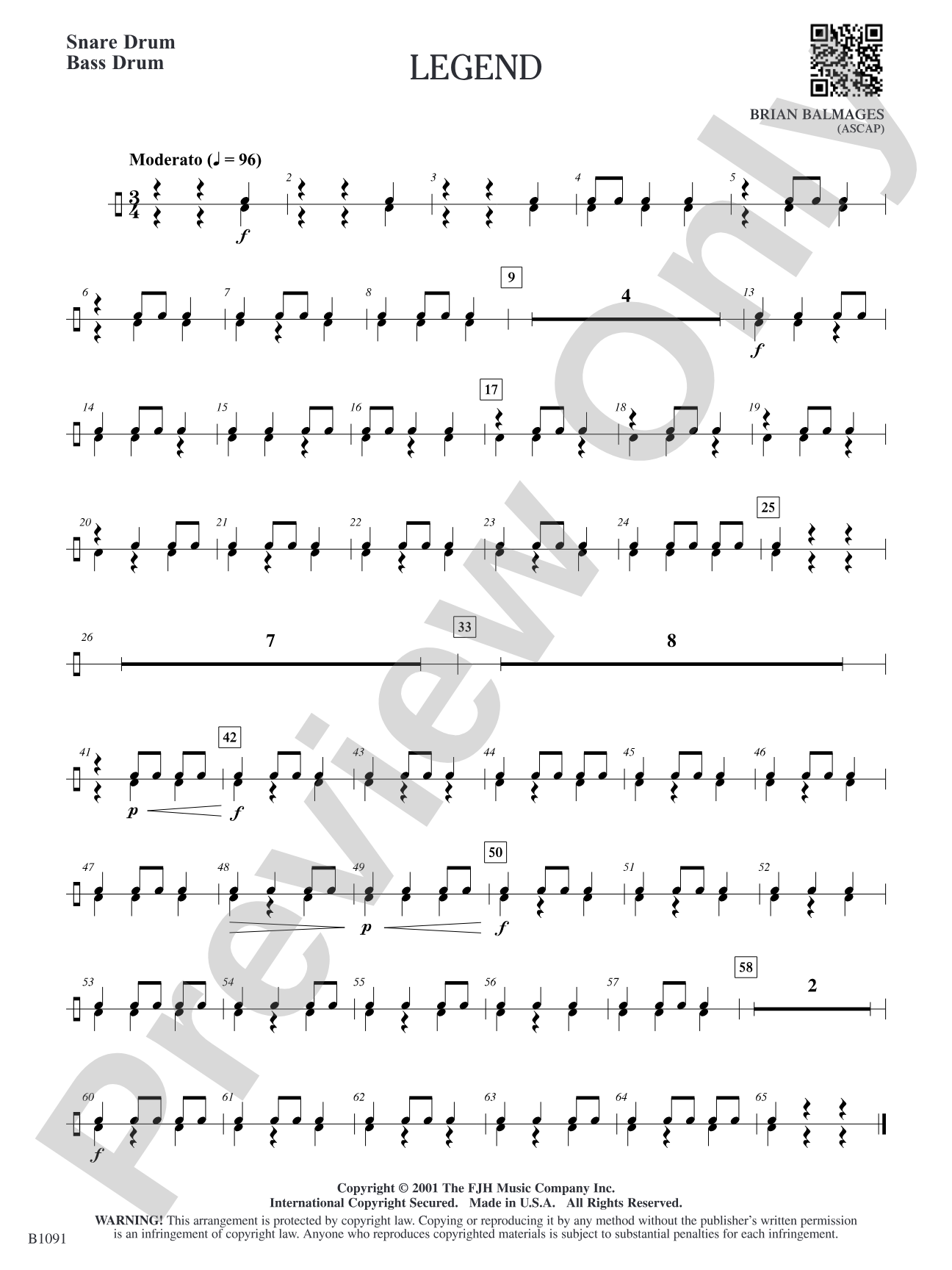 Legend: Snare Drum/Bass Drum