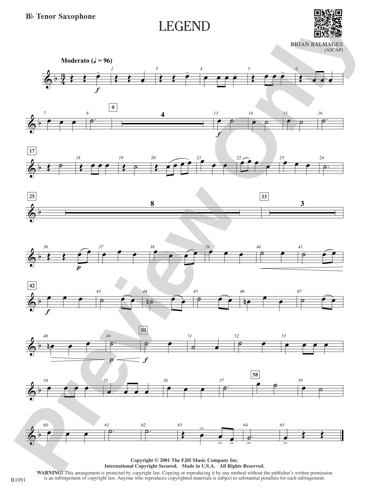 Legend: B-flat Tenor Saxophone