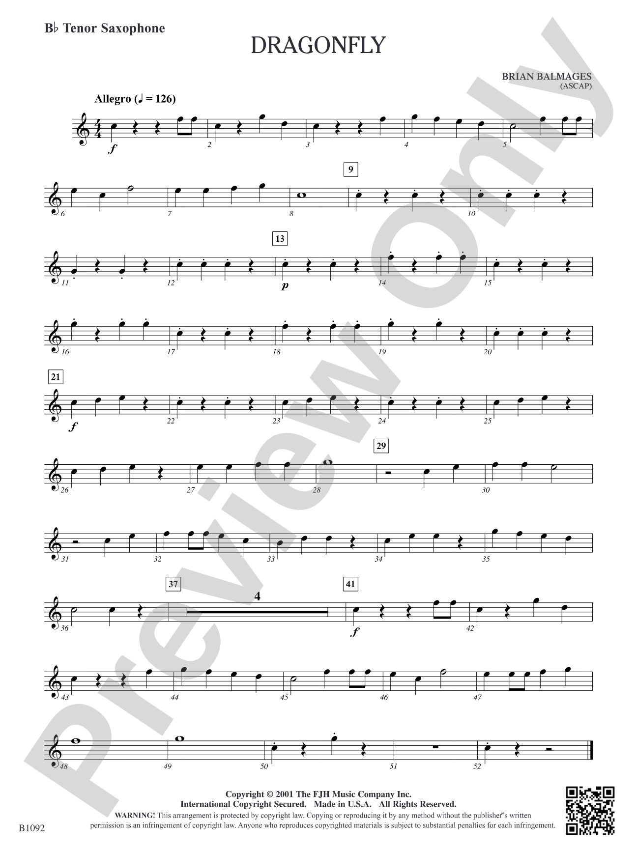 Dragonfly: B-flat Tenor Saxophone